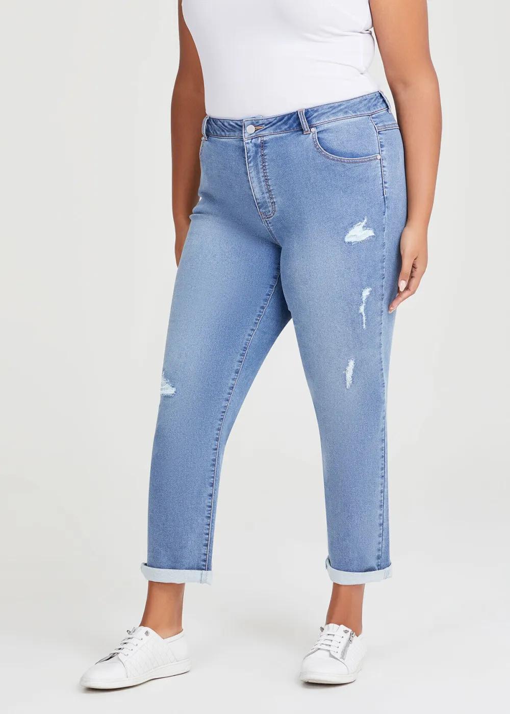 Cotton Ripped Boyfriend Jean