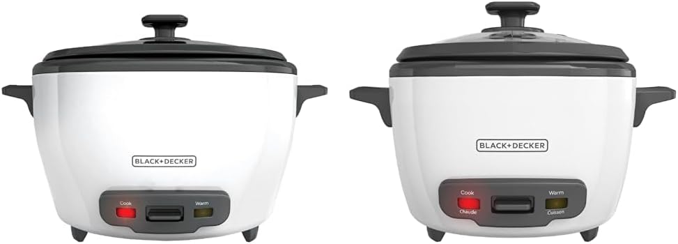 BLACK+DECKER 6-Cup Rice Cooker, RC506, 3-cup Uncooked Rice, Steaming Basket, Removable Non-Stick Bowl, One Touch