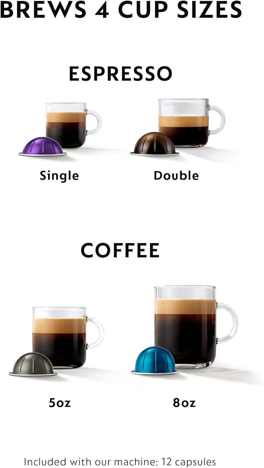Nespresso Vertuo Coffee and Espresso Maker,1597 ml, by De'Longhi, Graphite Metal