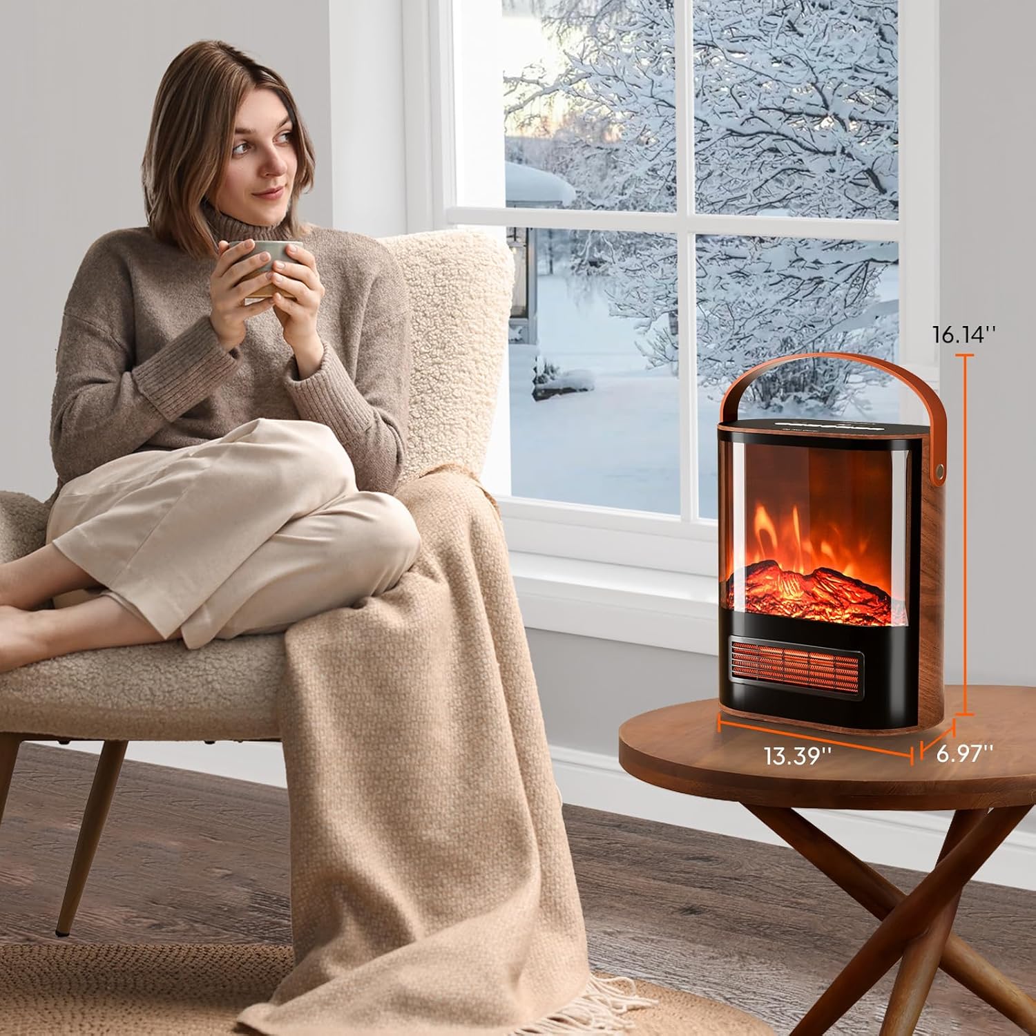ROVSUN 1500W Electric Fireplace Stove, 22.4