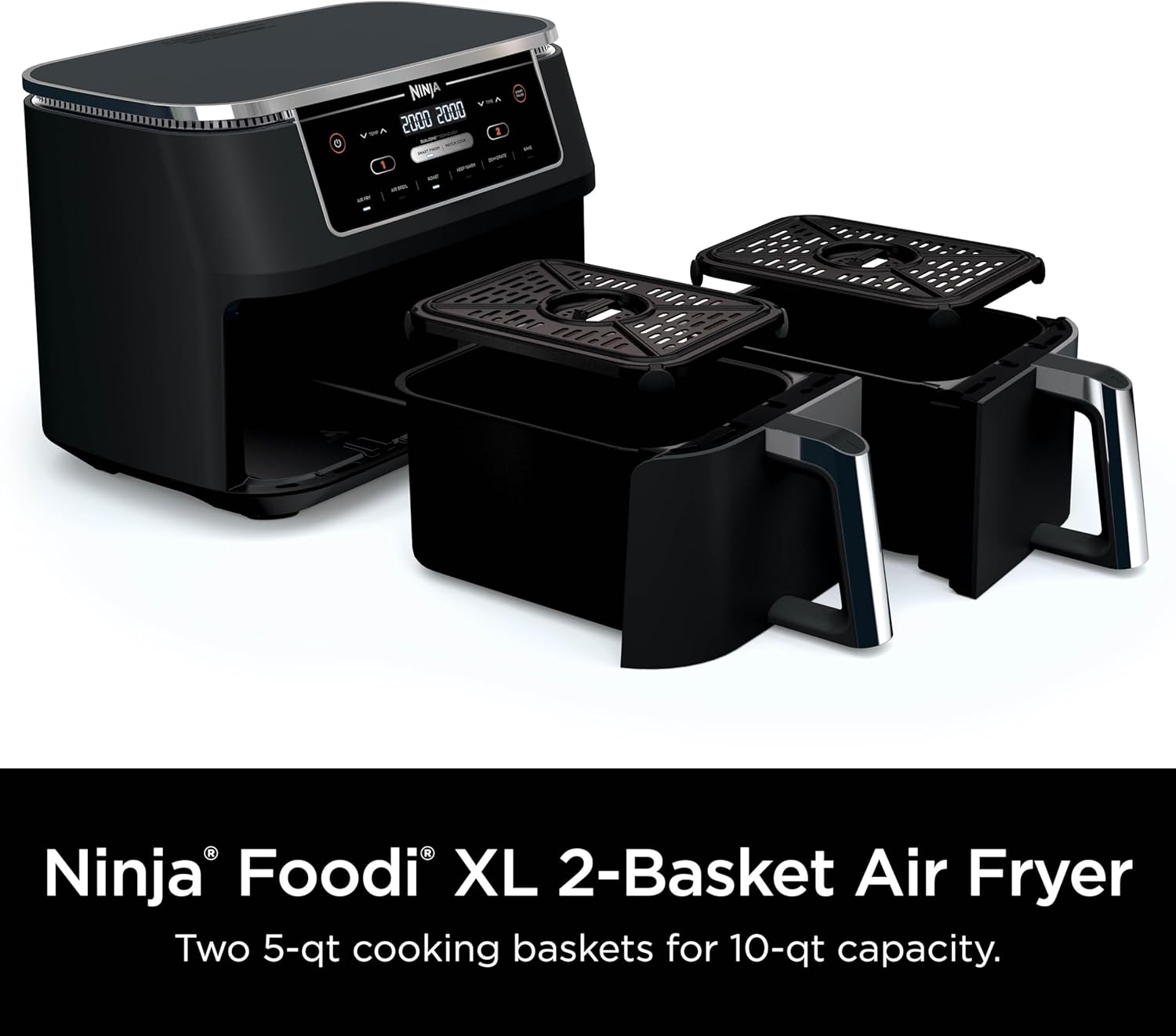 Ninja Air Fryer, Thermometer, Roast, Bake, Air Fry, Crisps, Broil, Reheats, Keep Warm, 10-in-1, Fries, Frozen Food, Veggies, and Meat, Quick Meals, Healthy Meals, Less Oil