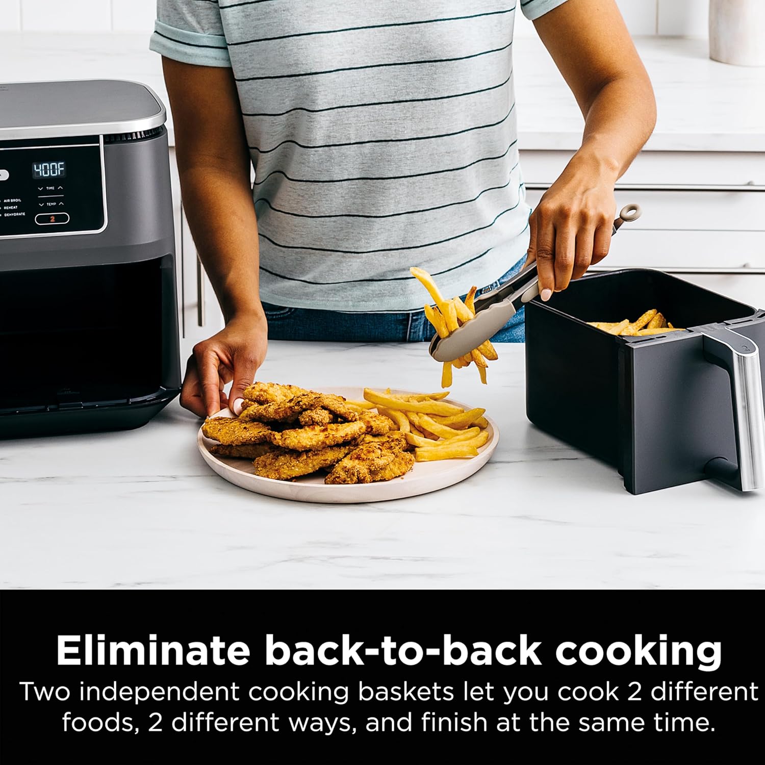 Ninja Air Fryer, Thermometer, Roast, Bake, Air Fry, Crisps, Broil, Reheats, Keep Warm, 10-in-1, Fries, Frozen Food, Veggies, and Meat, Quick Meals, Healthy Meals, Less Oil