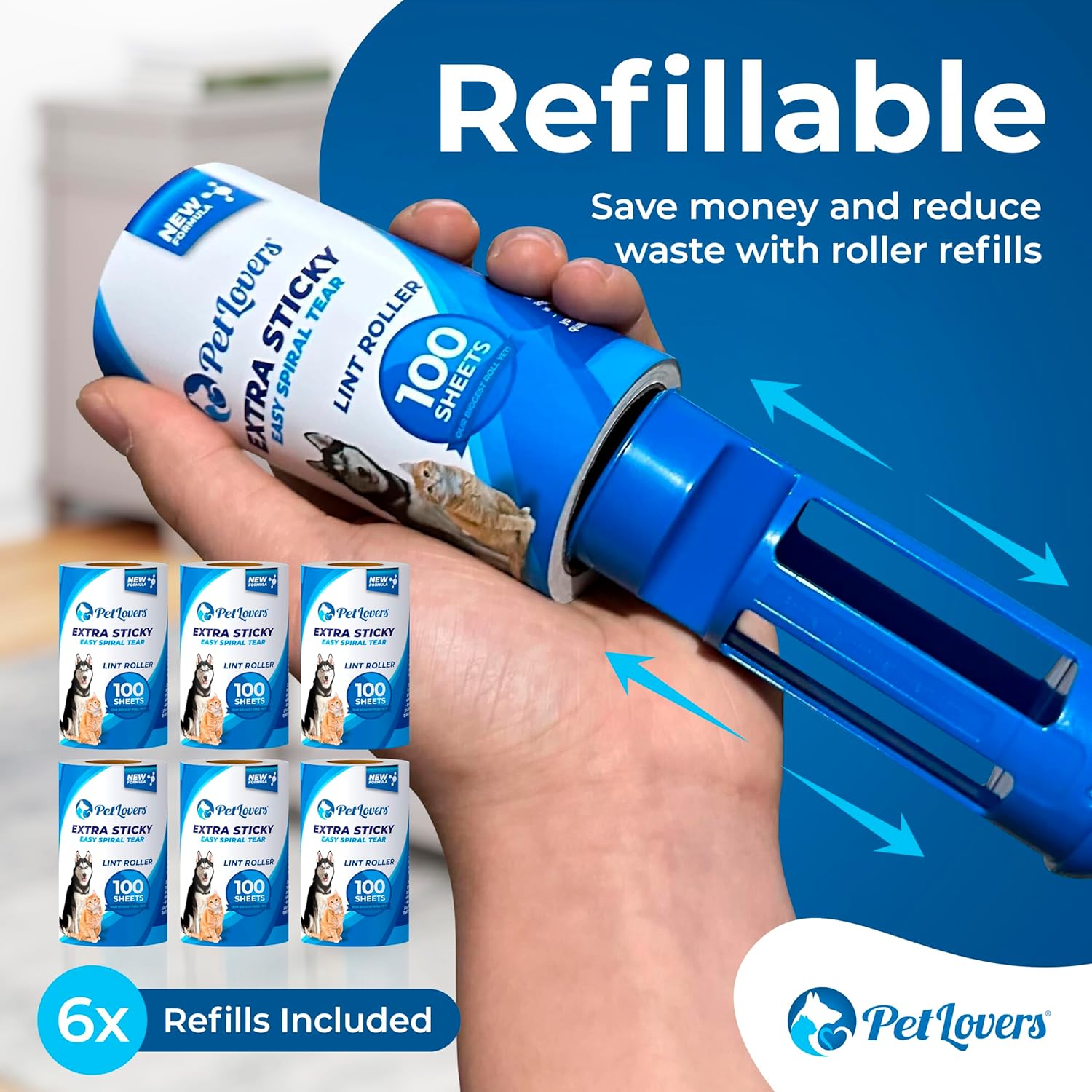 PetLovers Lint Rollers for Pet Hair Extra Sticky 420 Sheets - Lint Remover for Clothes