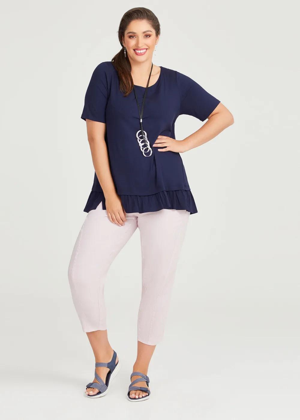 Natural Lena Frill Hem Top