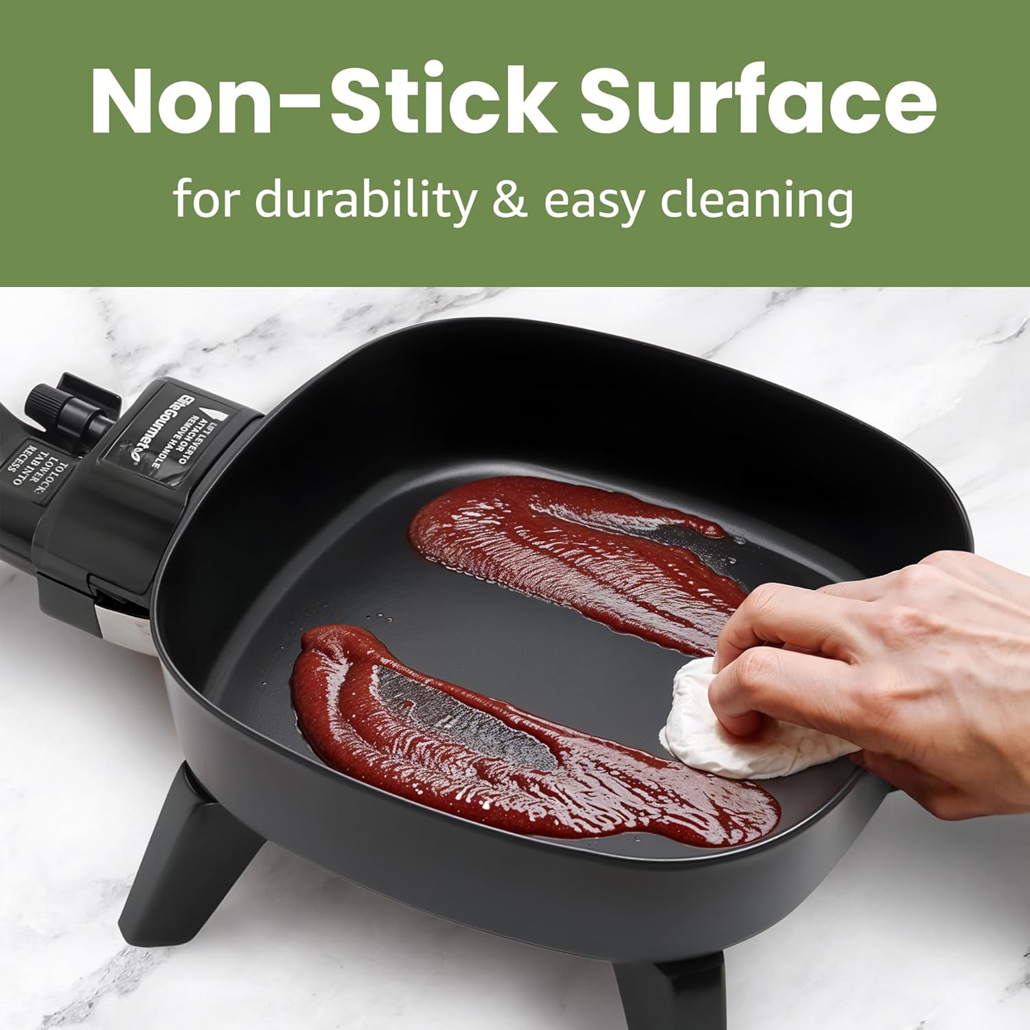 Elite Gourmet EFS-400 Personal Stir Fry Griddle Pan, Rapid Heat Up, 600 Watts Non-stick Electric Skillet with Tempered Glass Lid, Size 7