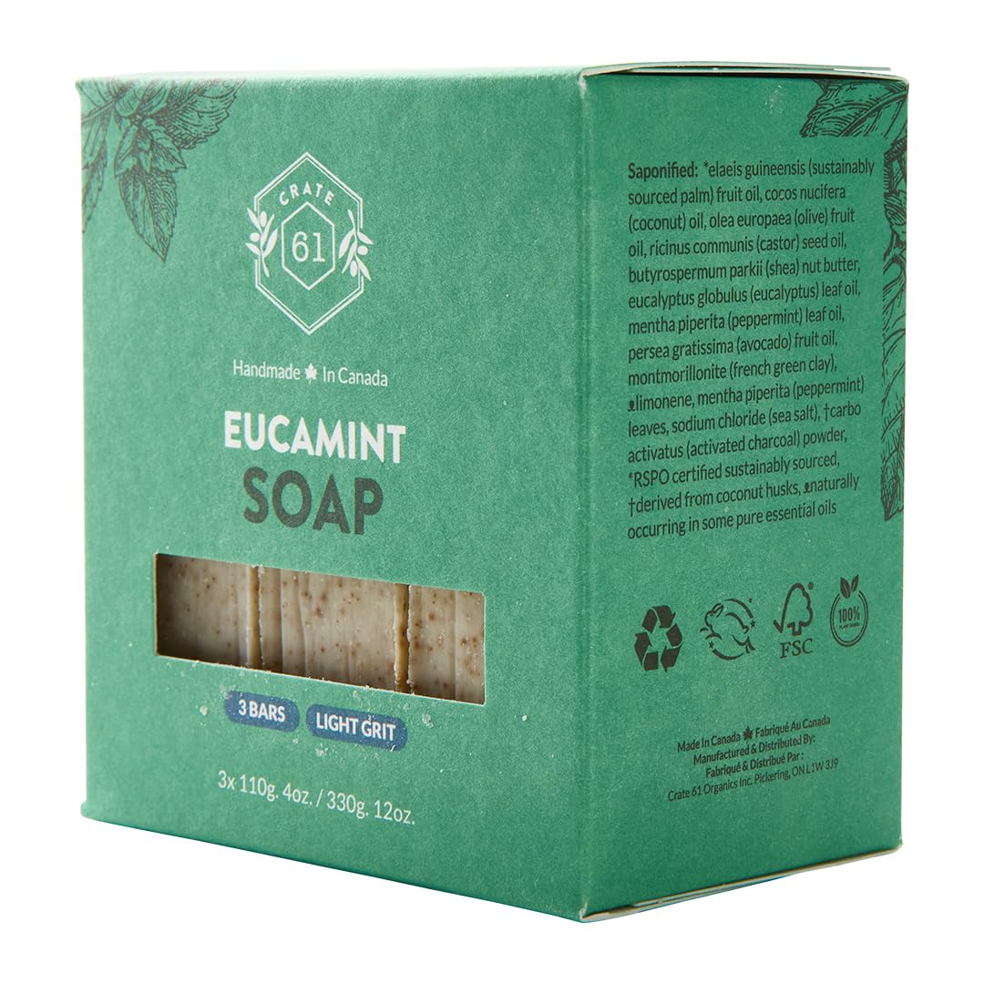 Handmade Vegan Natural Bar Soap Cold Pressed For Face And Body, With Premium Essential Oils, Eucalyptus & Peppermint For Men And Women 3 Pack (Lavender)