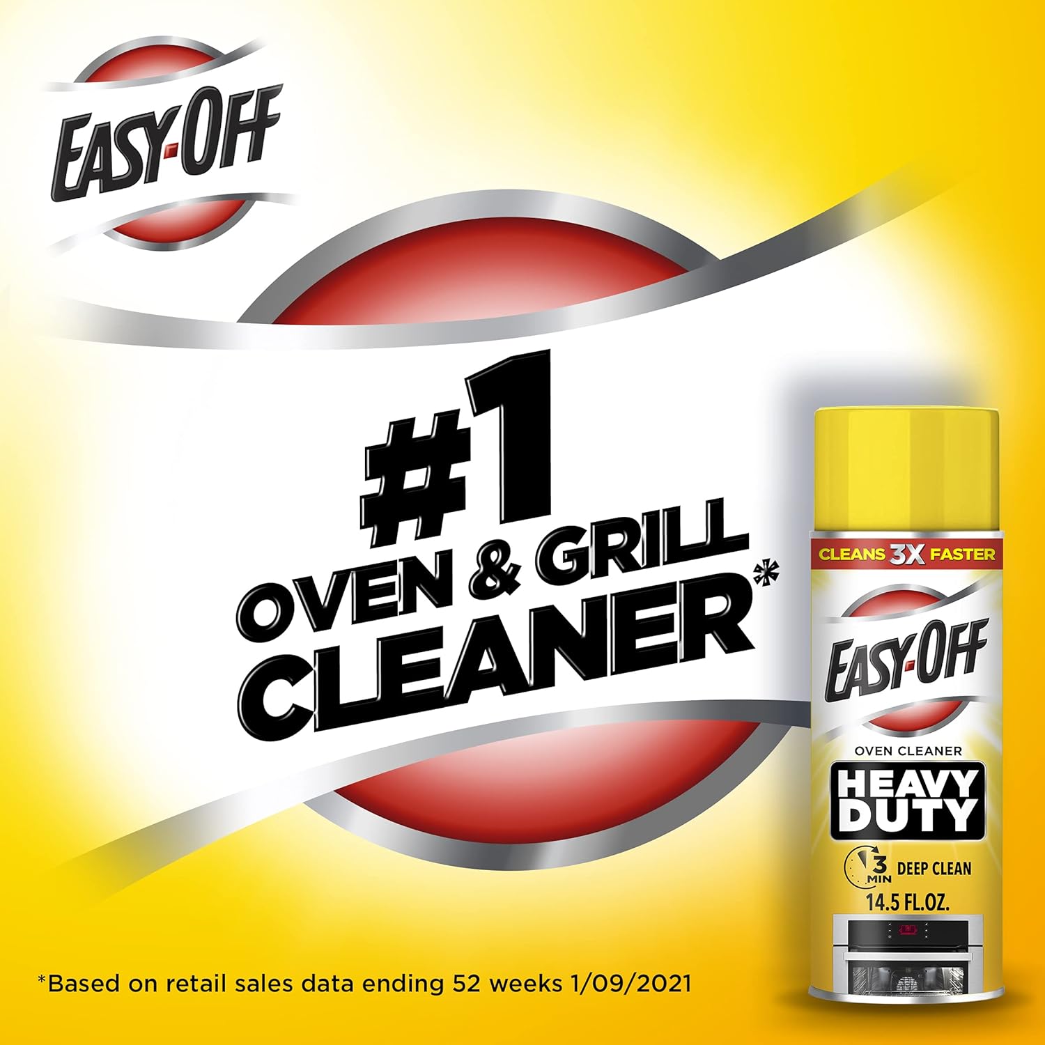 Easy Off Heavy Duty Oven Cleaner, Destroys Tough Burnt on Food and Grease, Lemon Scent, 14.5 oz Can
