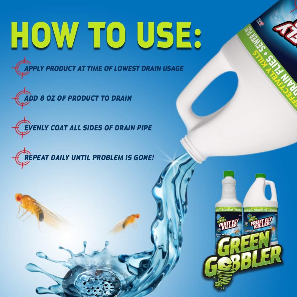 Green Gobbler Drai FLI Fruit Goodbye Gel Treatment | Drain Fly Killer, Assorted