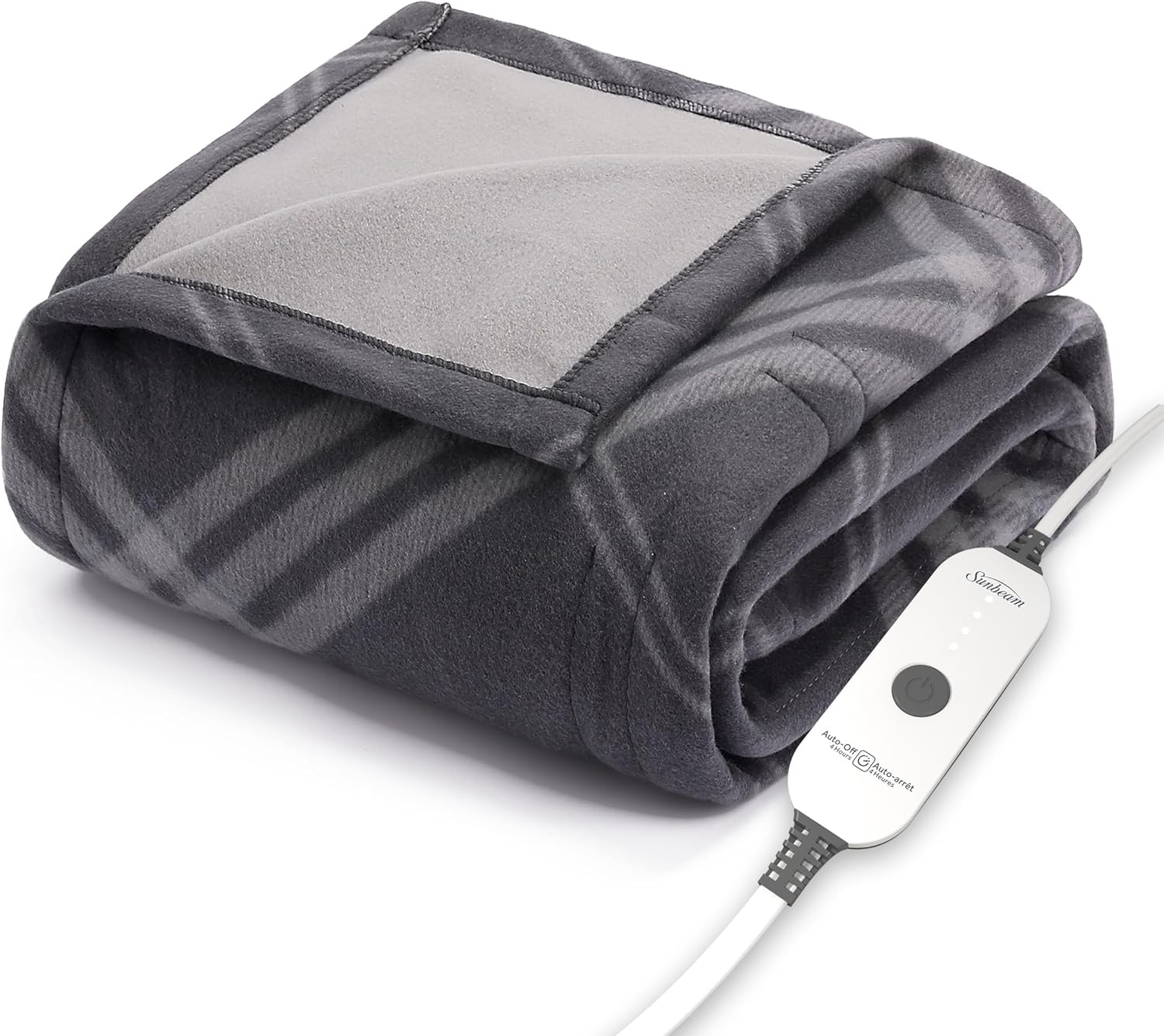 Sunbeam Royal Ultra Rodeen Blue Plaid Heated Personal Throw / Blanket, Cozy-Warm, Adjustable Heat Settings
