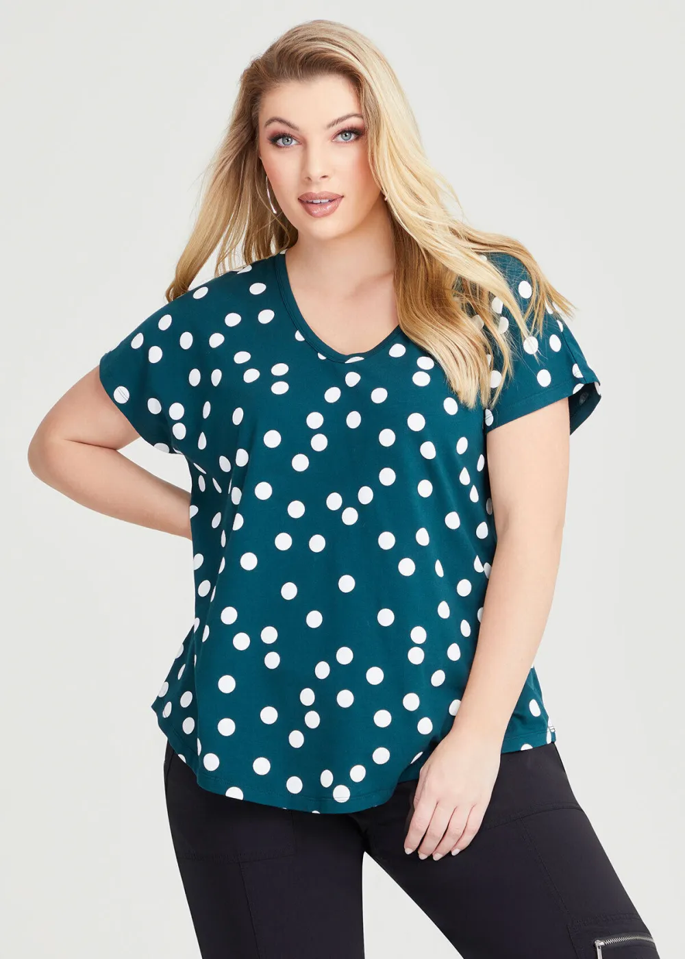 Cotton Scoop Neck Spot Top