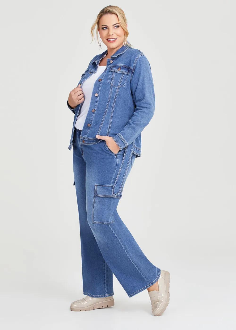 Cotton Denim Belted Jacket