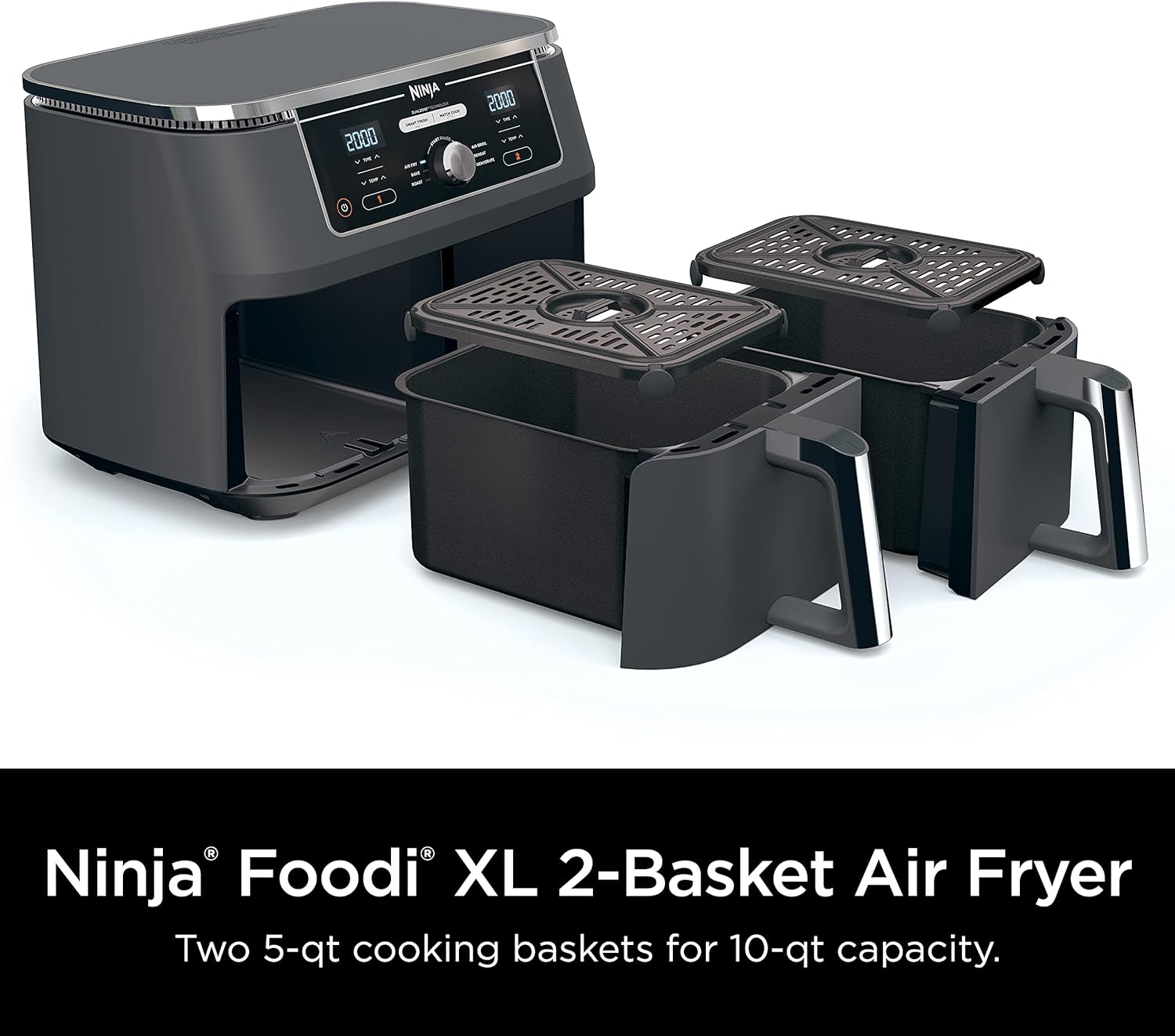 Ninja Air Fryer, Thermometer, Roast, Bake, Air Fry, Crisps, Broil, Reheats, Keep Warm, 10-in-1, Fries, Frozen Food, Veggies, and Meat, Quick Meals, Healthy Meals, Less Oil