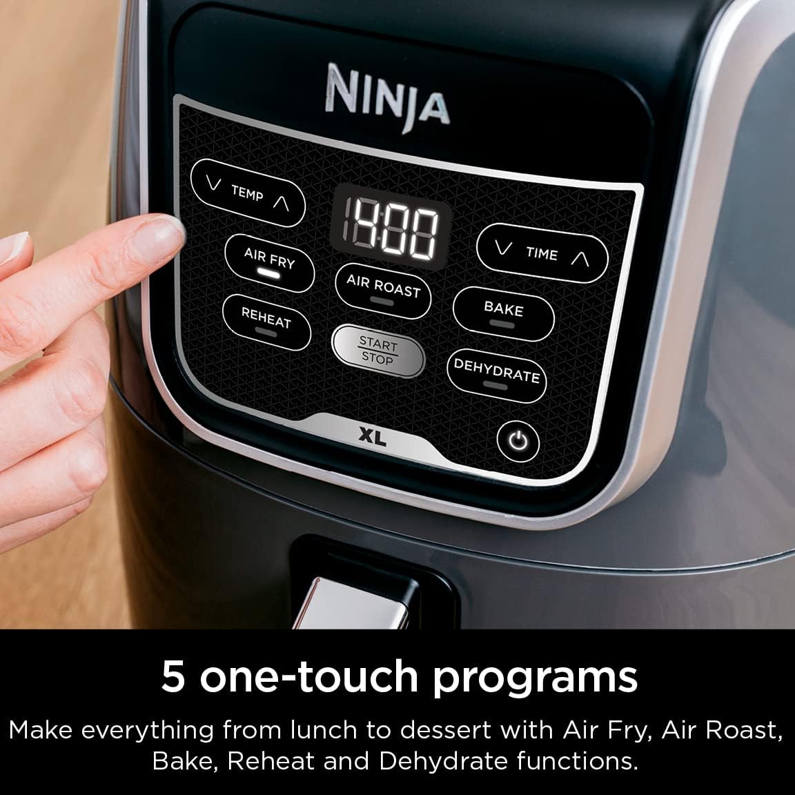 Ninja Air Fryer, Roast, Bake, Air Fry, Roast, Broil, Reheats, & Dehydrates, 4-in-1, Fries, Frozen Food, Veggies, and Juicy Meat, Less Oil, Easy Meals, Healthy Meals