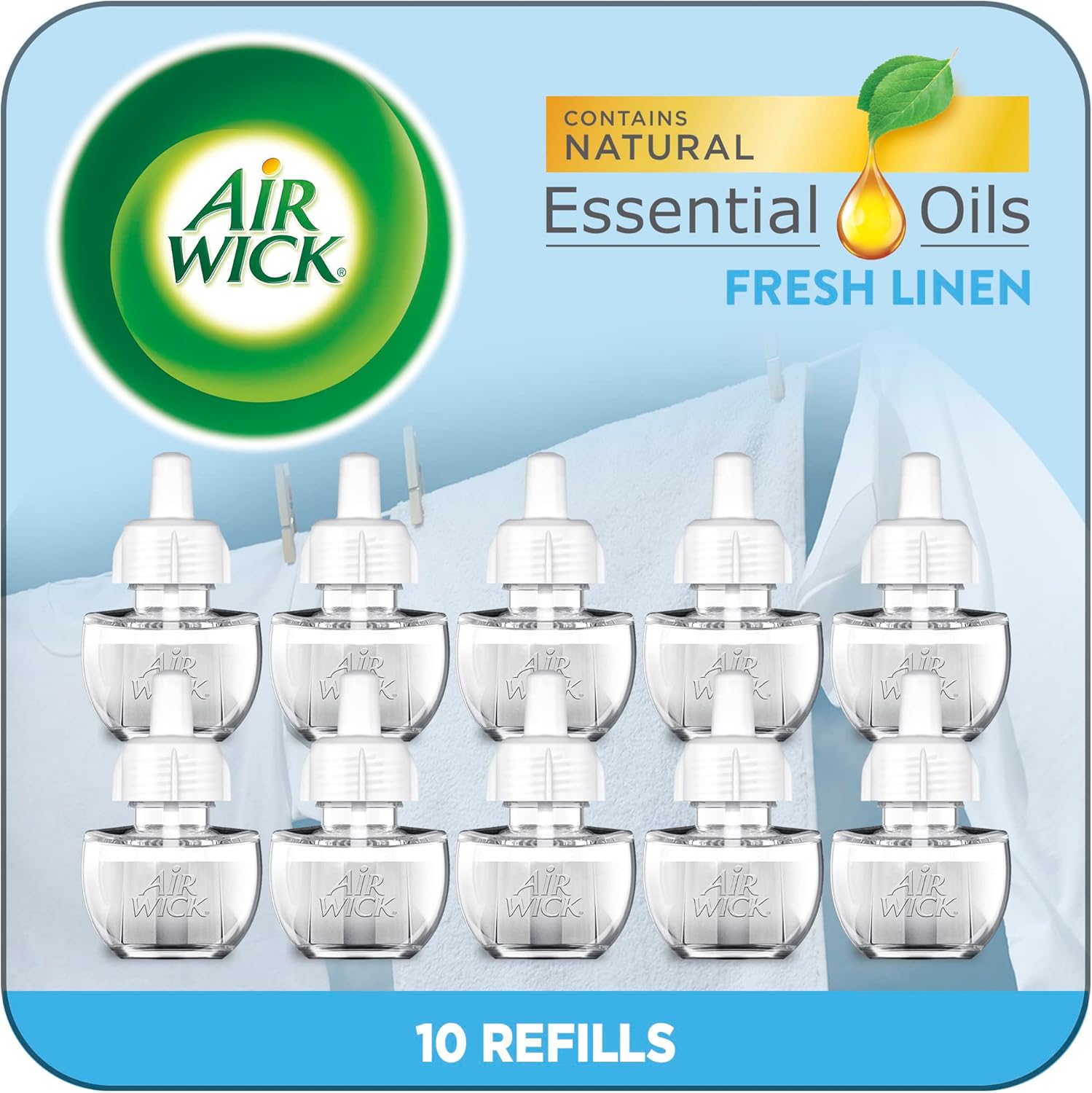 Air Wick Plug in Scented Oil Refill, 10ct, Lavender & Chamomile, Air Freshener, Essential Oils, Eco Friendly