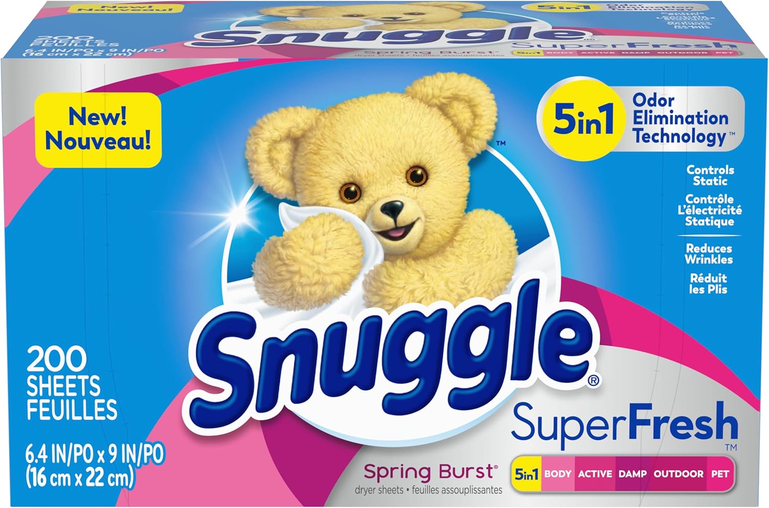 Snuggle Plus SuperFresh Fabric Softener Dryer Sheets with Static Control and Odor Eliminating Technology, Original, 200 Count