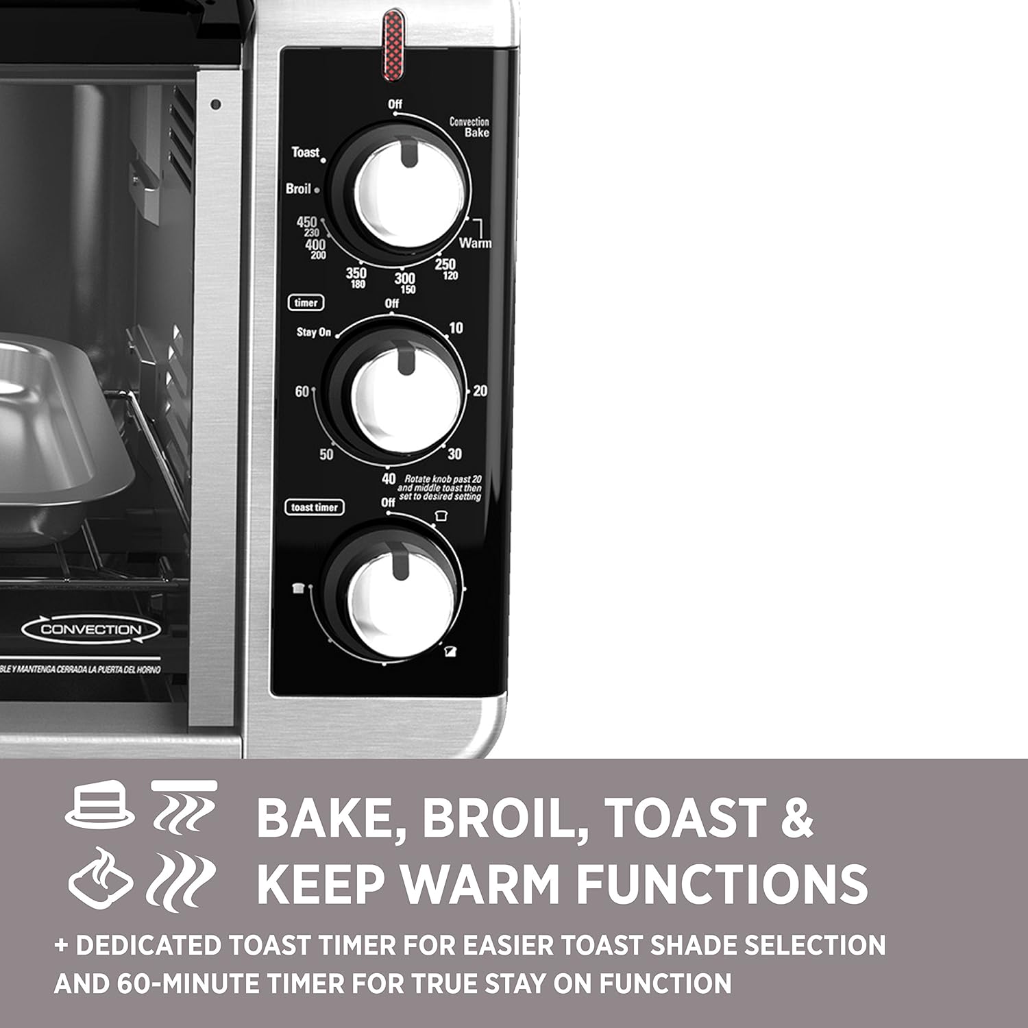 BLACK+DECKER 8-Slice Extra Wide Convection Toaster Oven, TO3250XSB, Fits 9