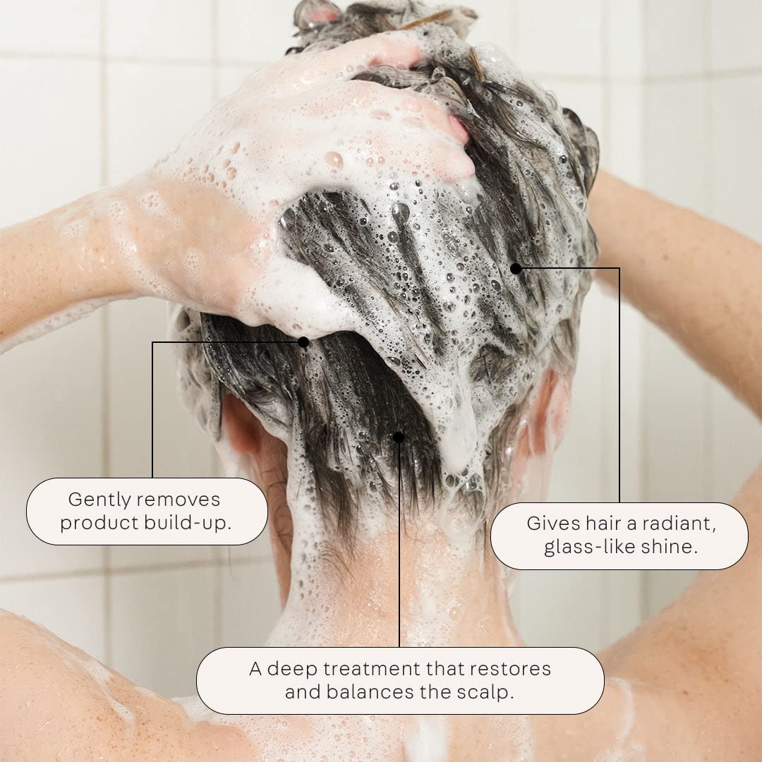 NATURELAB. TOKYO Perfect Shine Clarifying Scalp Scrub: 2-in-1 Shampoo and Scalp Scrub Hair Treatment to Clarify and Remove Product Buildup for Immense Shine I 8.1 OZ / 230G