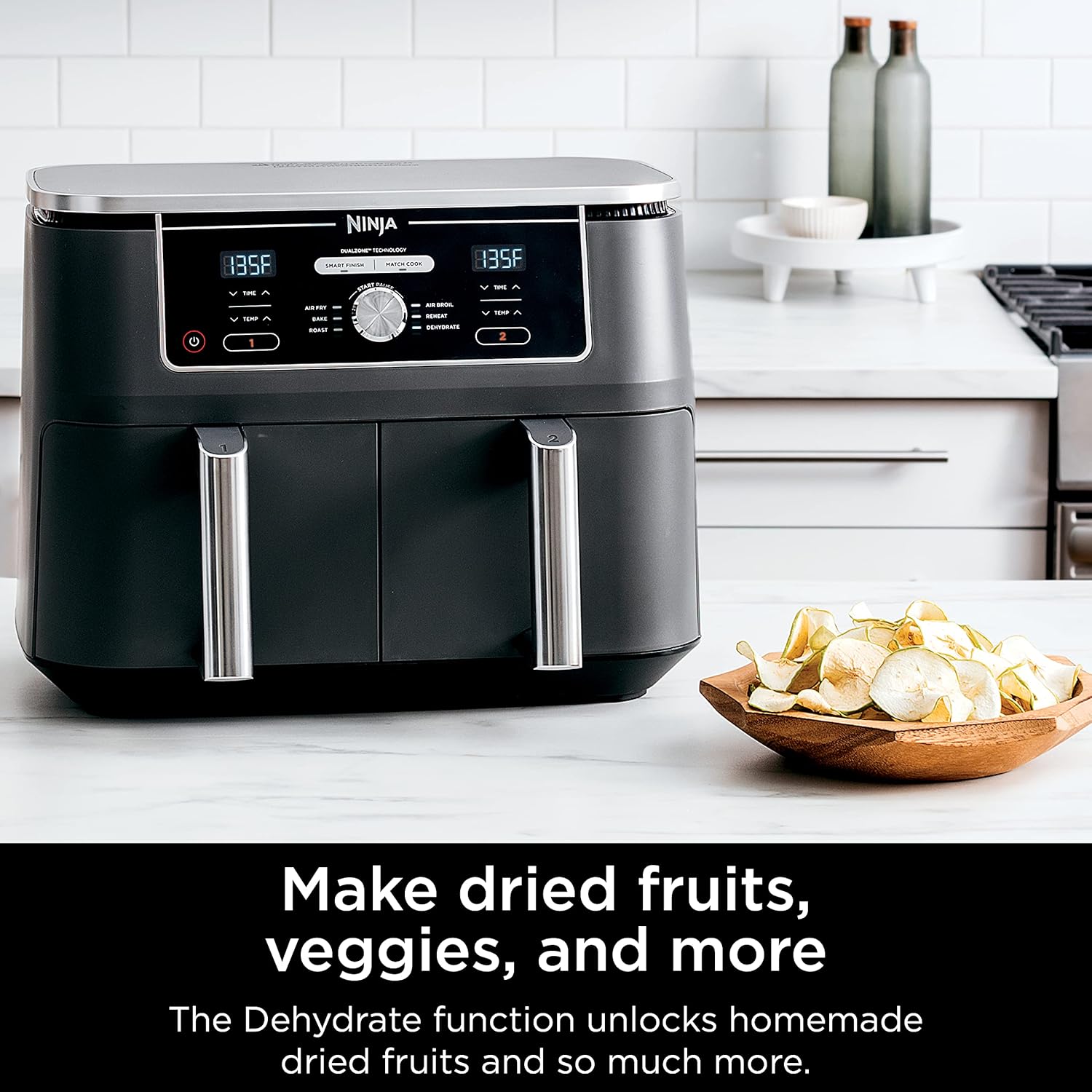 Ninja Air Fryer, Thermometer, Roast, Bake, Air Fry, Crisps, Broil, Reheats, Keep Warm, 10-in-1, Fries, Frozen Food, Veggies, and Meat, Quick Meals, Healthy Meals, Less Oil