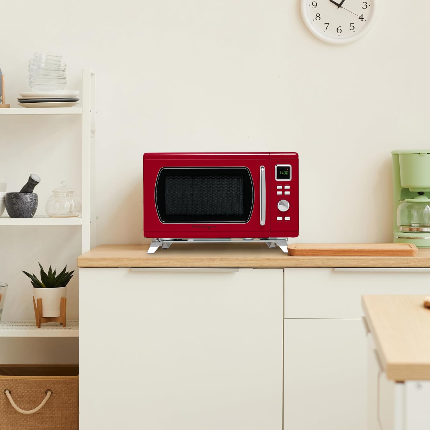 Nostalgia Retro Compact Countertop Microwave Oven - 0.7 Cu. Ft. - 700-Watts with LED Digital Display - Child Lock - Easy Clean Interior - Aqua