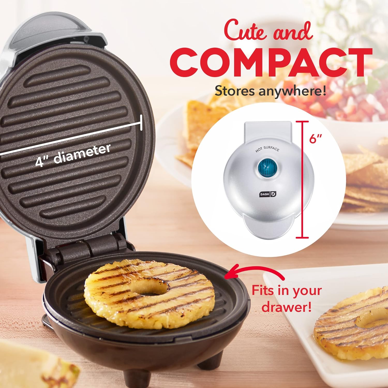 Dash Mini Maker Portable Grill Machine + Panini Press for Gourmet Burgers, Sandwiches, Chicken + Other On the Go Breakfast, Lunch, or Snacks with Recipe Guide - Aqua