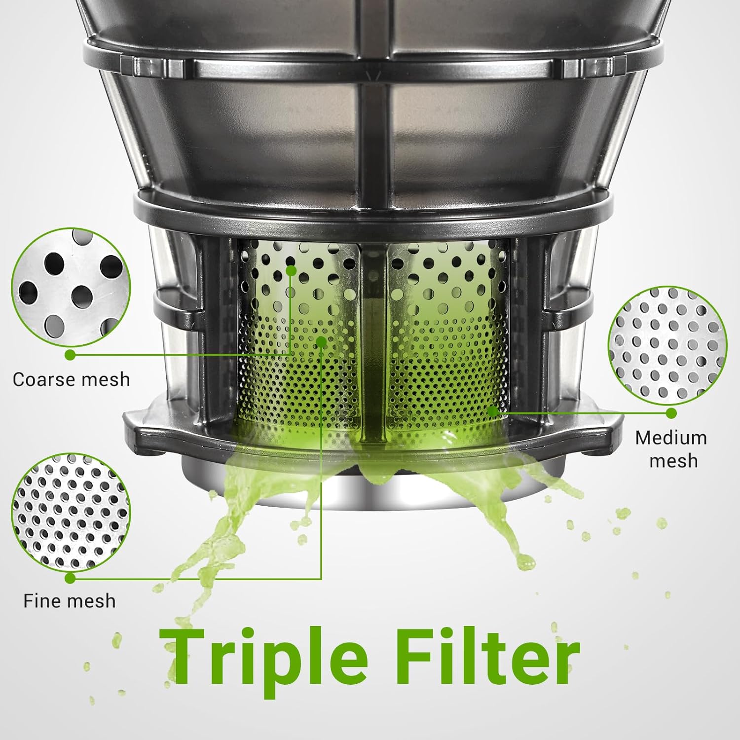 Juicer Machines, AMZCHEF 5.3-Inch Self-Feeding Masticating Juicer Fit Whole Fruits & Vegetables, Cold Press Electric Juicer Machines with High Juice Yield, Easy Cleaning, BPA Free, 250W, Black