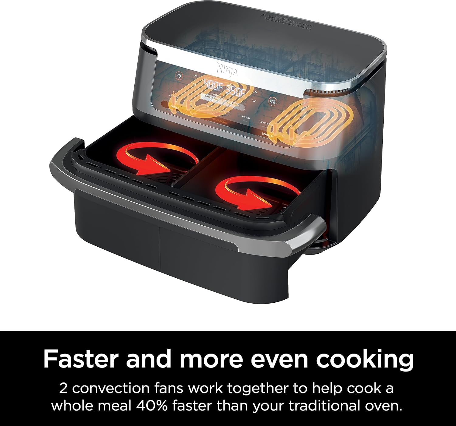 Ninja Air Fryer, Thermometer, Roast, Bake, Air Fry, Crisps, Broil, Reheats, Keep Warm, 10-in-1, Fries, Frozen Food, Veggies, and Meat, Quick Meals, Healthy Meals, Less Oil