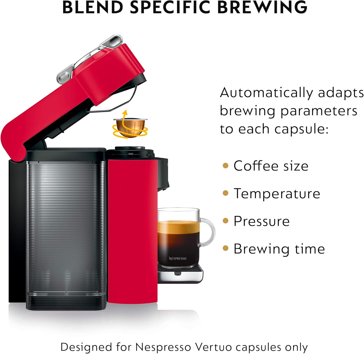 Nespresso Vertuo Coffee and Espresso Maker,1597 ml, by De'Longhi, Graphite Metal