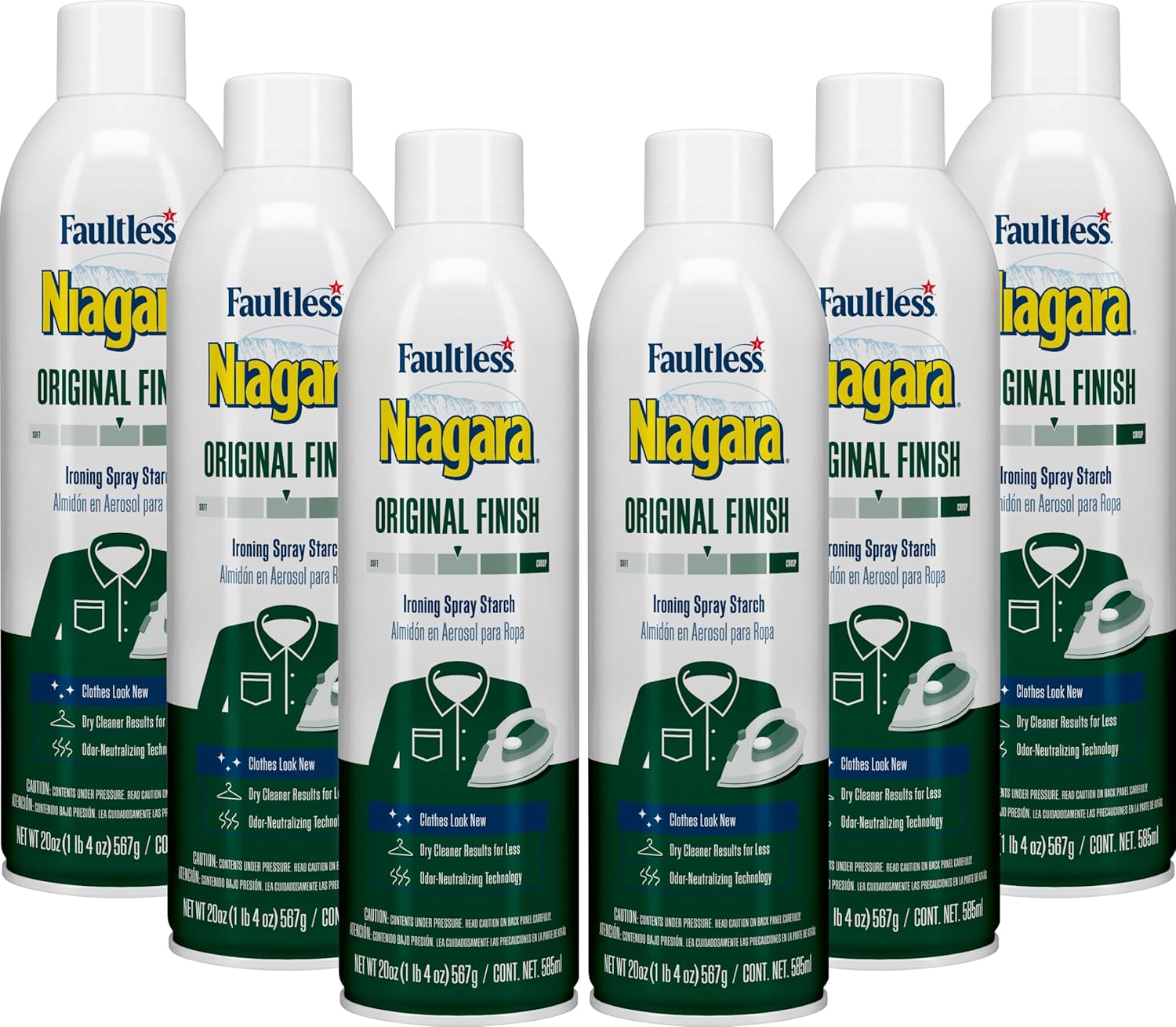 Niagara Original Spray Starch (4-pack, 20 oz) - Niagara Starch Spray Iron Aid: Non-Flaky/Clogging | Durafresh Scent - Original Hold Iron Out Spray - Iron Spray Pack for Clothes & Fabrics…