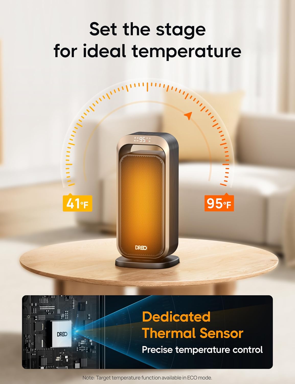 Dreo Quiet Space Heaters for Indoor Use, 1500W Electric Heater with Remote, PTC Ceramic Heater with Thermostat, 12H Timer, 70° Oscillation, Digital Display, Fast Safety Room Heater for Bedroom Office