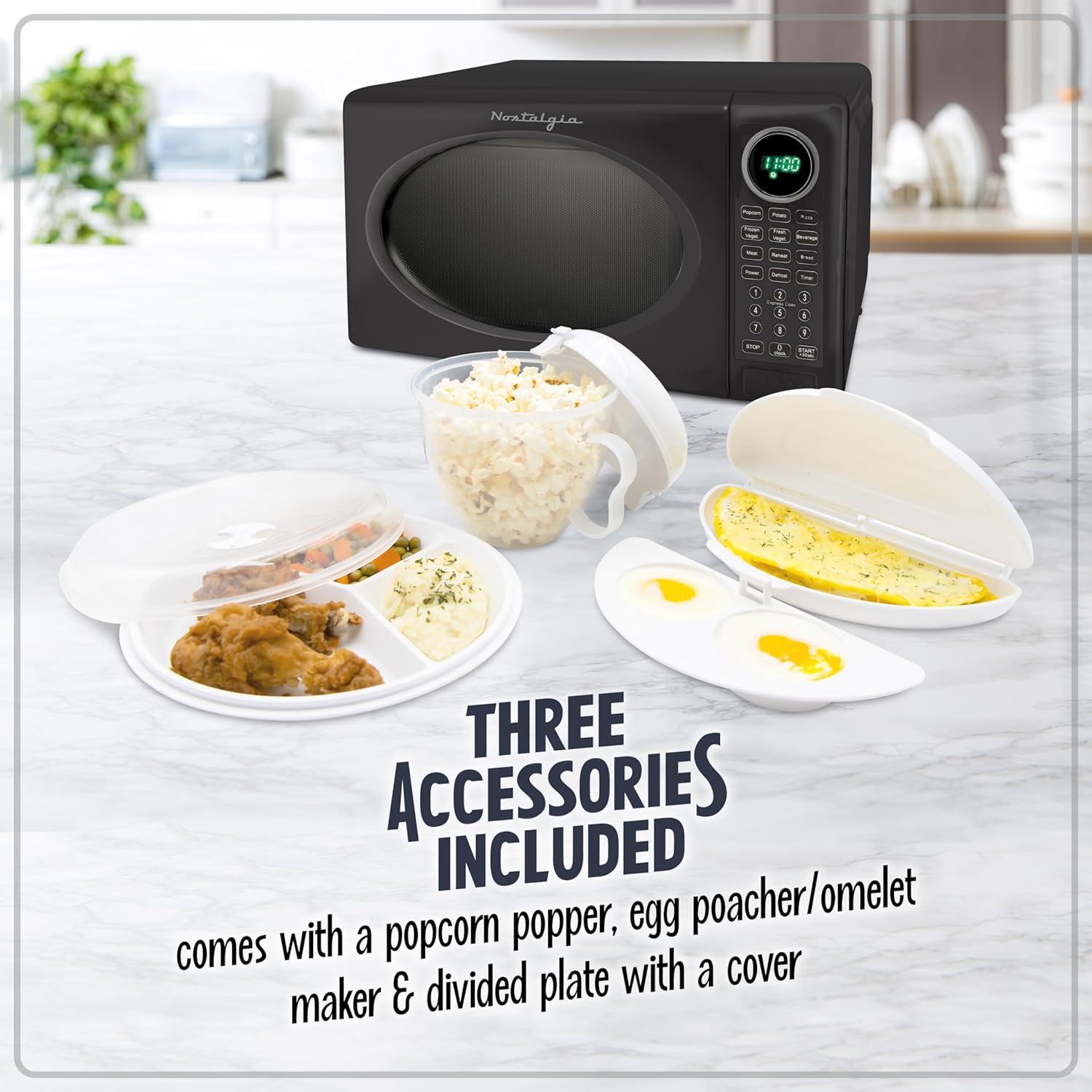 Nostalgia Retro Compact Countertop Microwave Oven - 0.7 Cu. Ft. - 700-Watts with LED Digital Display - Child Lock - Easy Clean Interior - Aqua