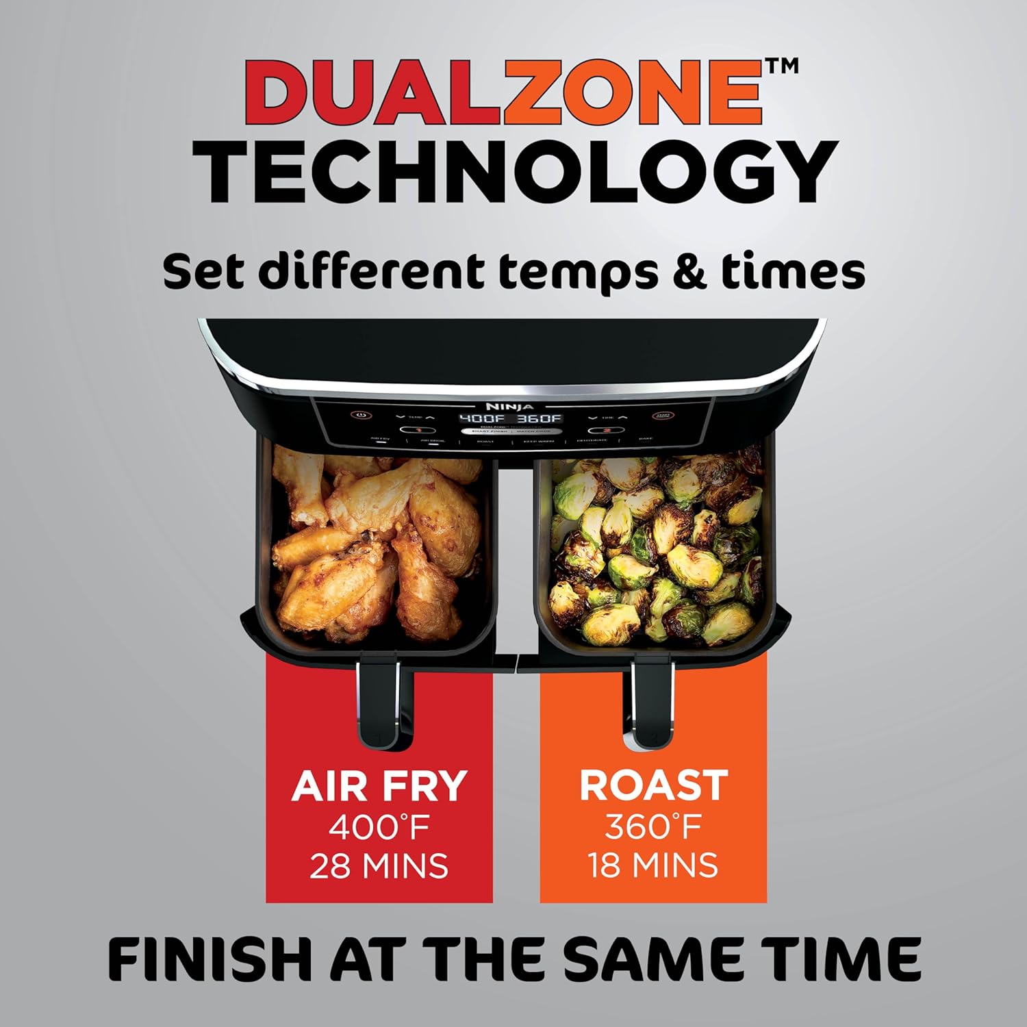 Ninja Air Fryer, Thermometer, Roast, Bake, Air Fry, Crisps, Broil, Reheats, Keep Warm, 10-in-1, Fries, Frozen Food, Veggies, and Meat, Quick Meals, Healthy Meals, Less Oil