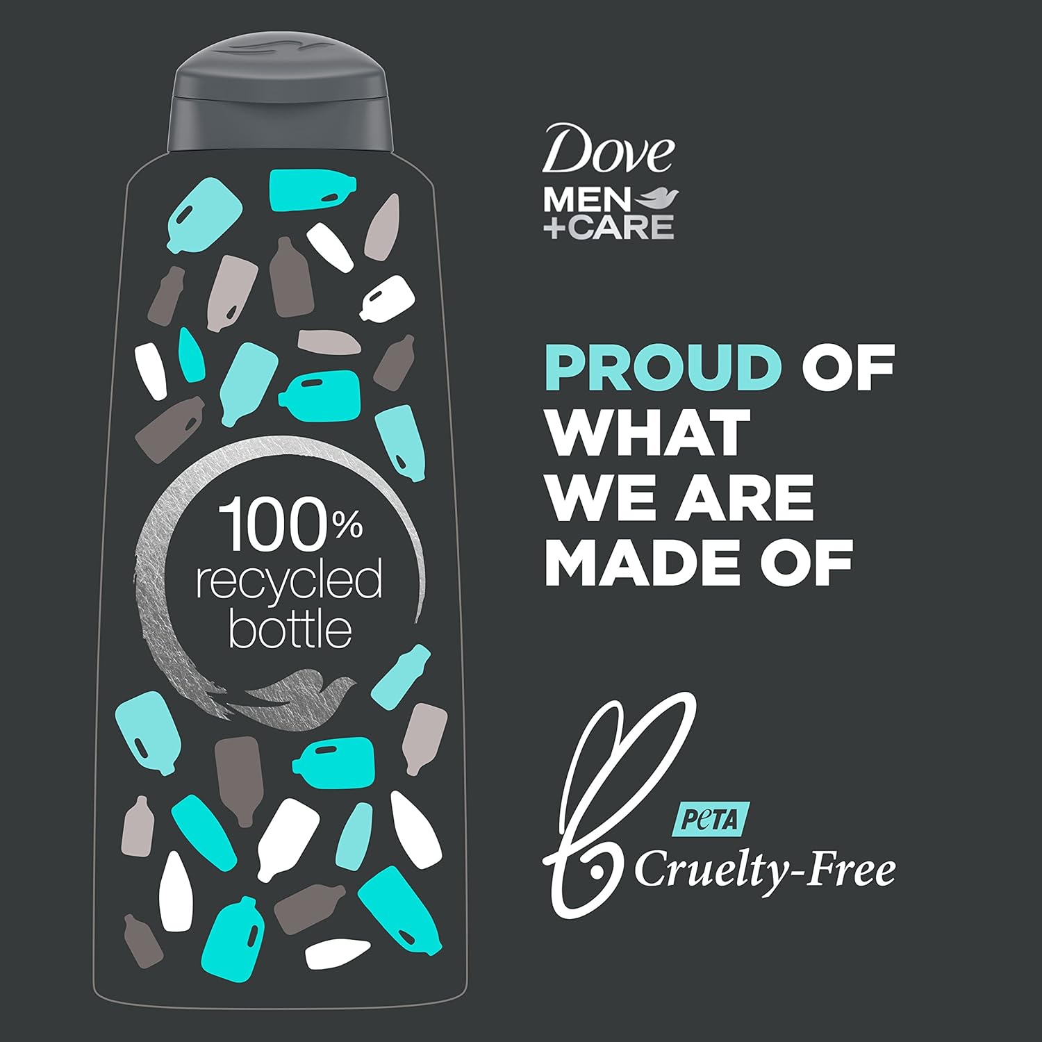 DOVE MEN + CARE 2 in 1 Shampoo & Conditioner Eucalyptus & Birch 4 Count For Healthy-Looking Hair Naturally Derived Plant Based Cleansers 12 oz