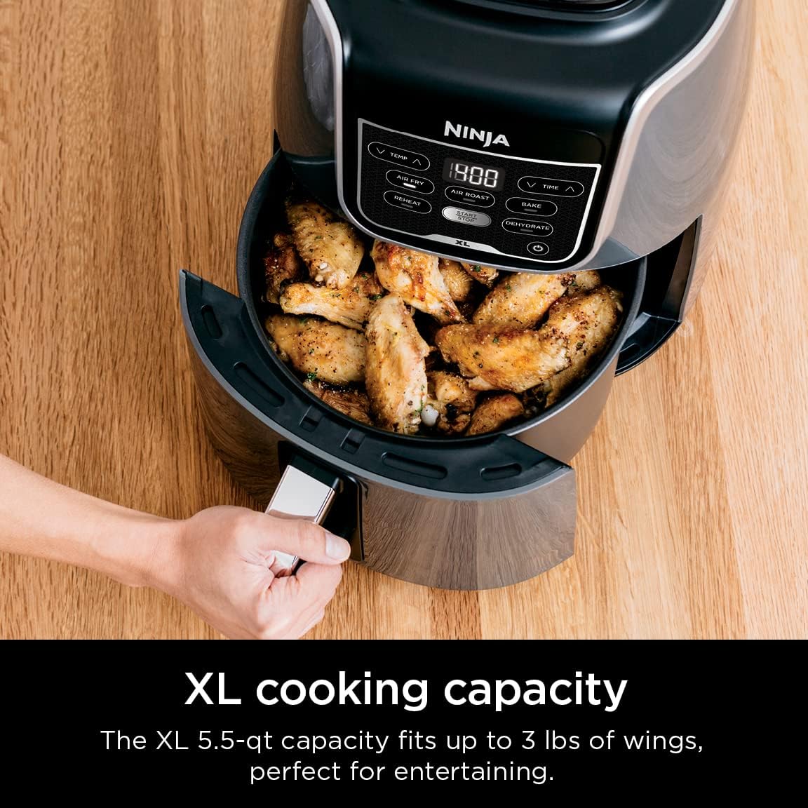 Ninja Air Fryer, Roast, Bake, Air Fry, Roast, Broil, Reheats, & Dehydrates, 4-in-1, Fries, Frozen Food, Veggies, and Juicy Meat, Less Oil, Easy Meals, Healthy Meals