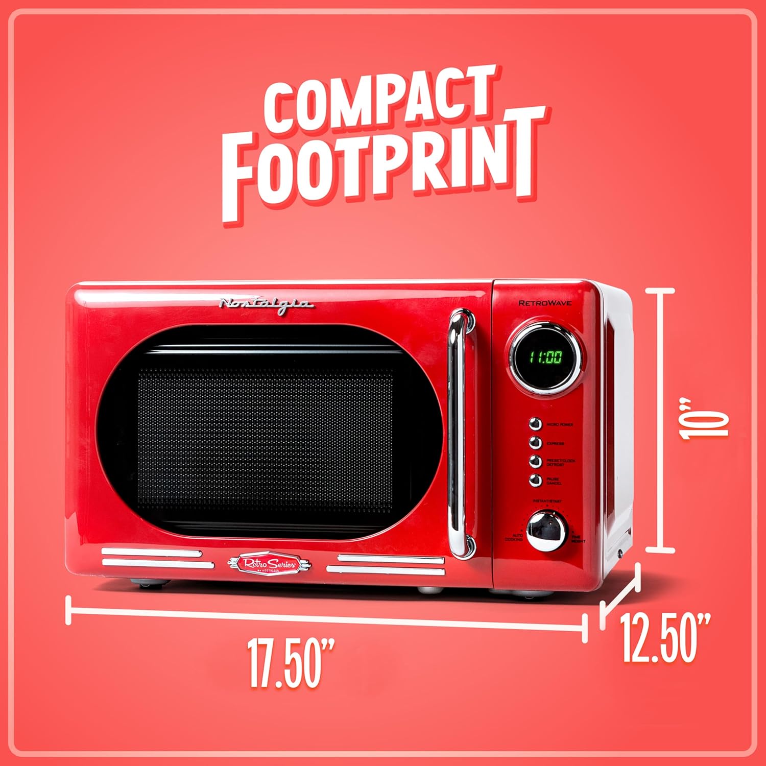 Nostalgia Retro Compact Countertop Microwave Oven - 0.7 Cu. Ft. - 700-Watts with LED Digital Display - Child Lock - Easy Clean Interior - Aqua