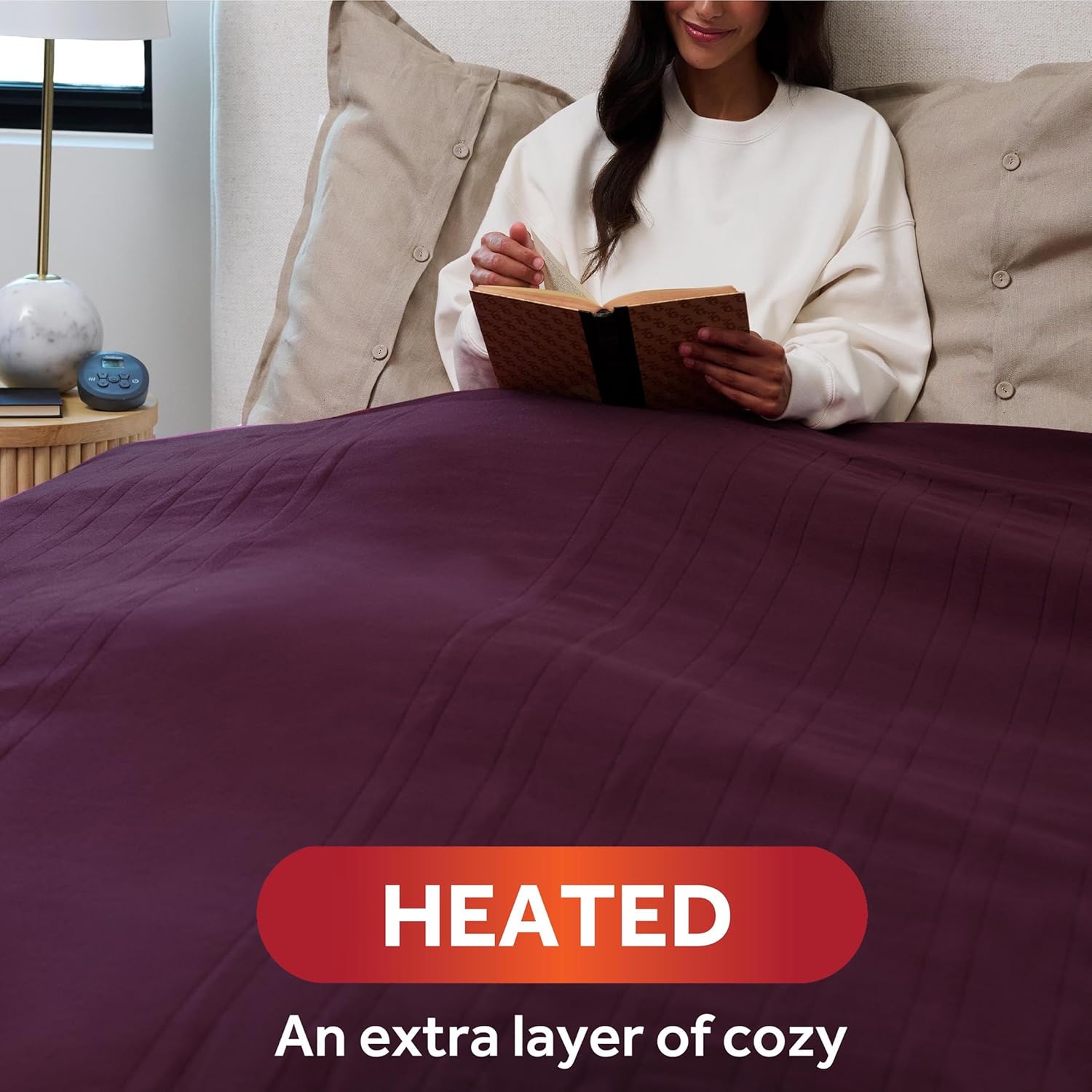 Sunbeam Royal Ultra Rodeen Blue Plaid Heated Personal Throw / Blanket, Cozy-Warm, Adjustable Heat Settings