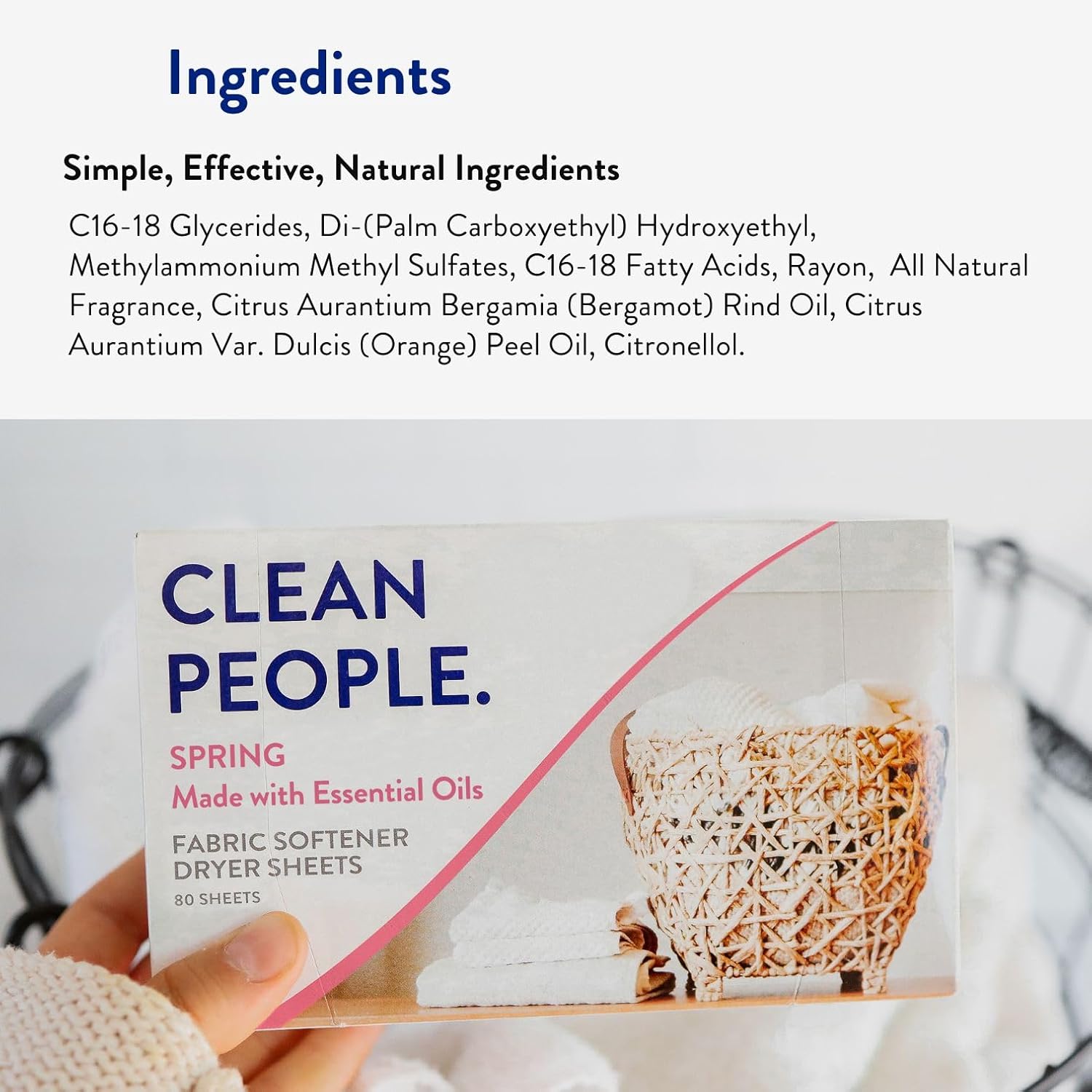 The Clean People Fabric Softener Sheets - Dryer Sheets - Softens & Removes Static Cling - Vegan Laundry Softener With Essential Oils - Fresh Scent, 120 Pack