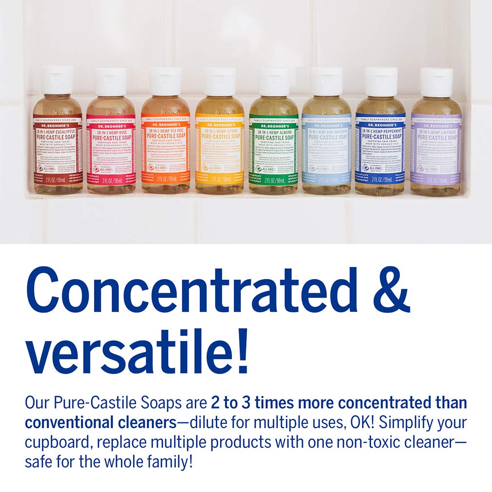Dr. Bronner's - Pure-Castile Liquid Soap (Baby Unscented, 8 Ounce) - Made with Organic Oils, 18-in-1 Uses: Face, Hair, Laundry, Dishes, For Sensitive Skin, Babies, No Added Fragrance, Vegan, Non-GMO