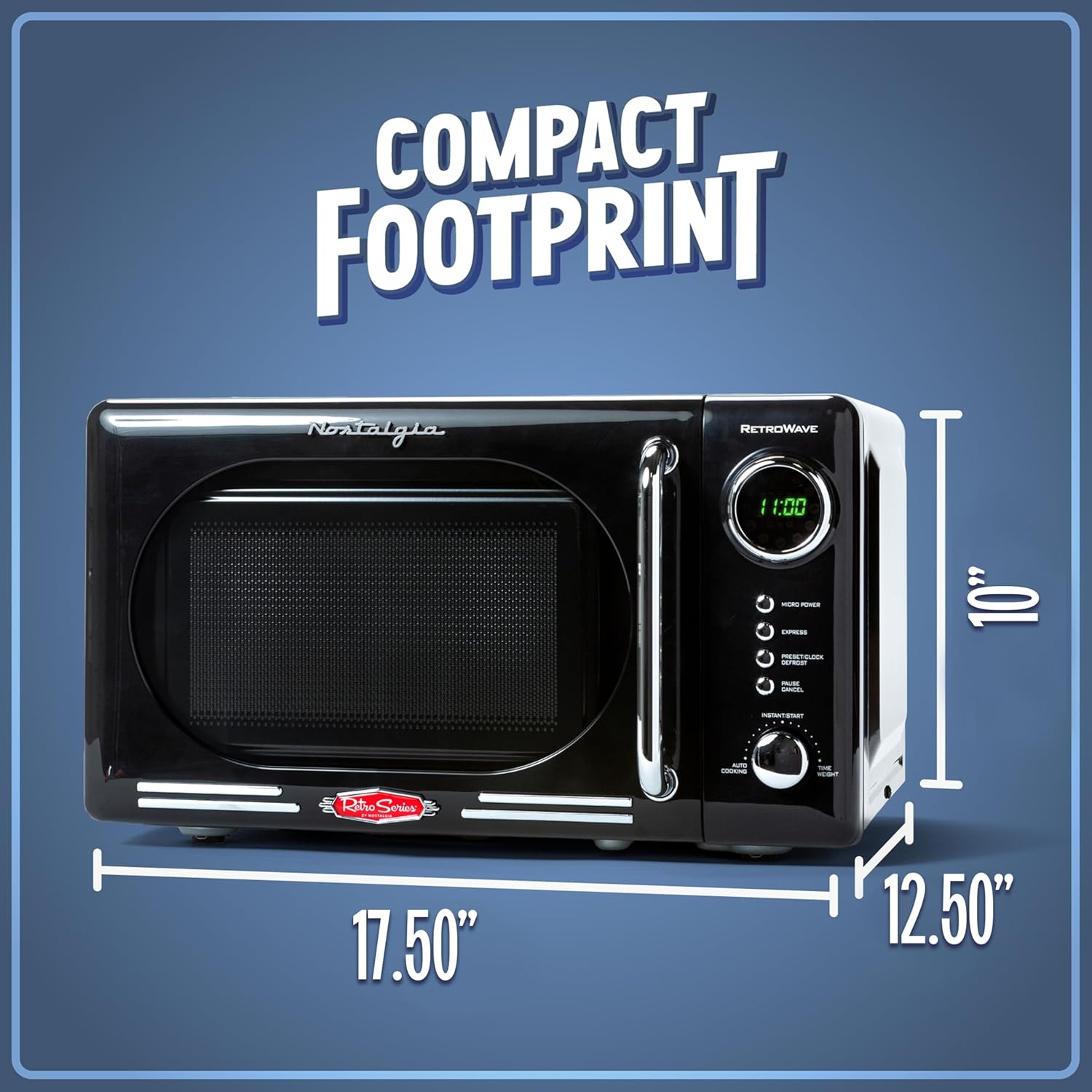 Nostalgia Retro Compact Countertop Microwave Oven - 0.7 Cu. Ft. - 700-Watts with LED Digital Display - Child Lock - Easy Clean Interior - Aqua