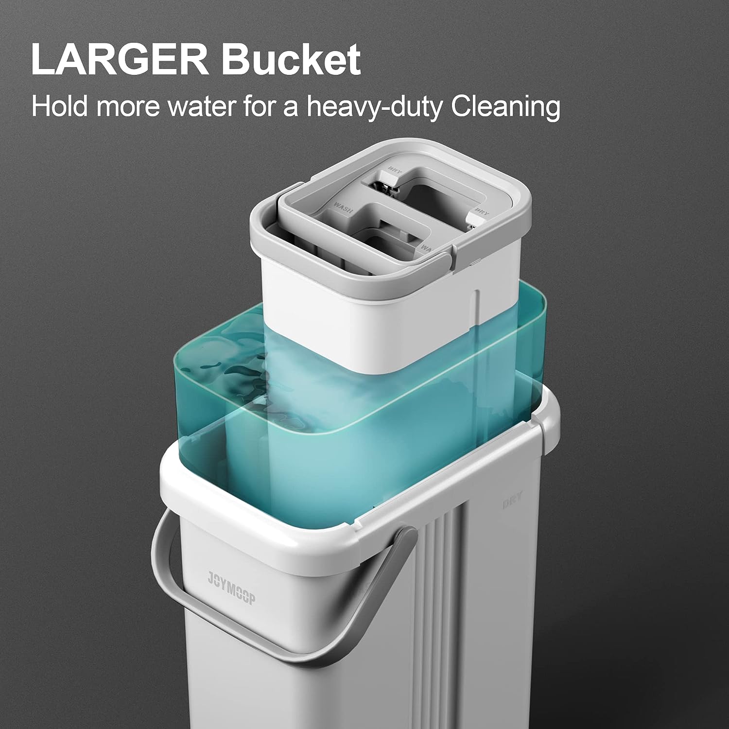 JOYMOOP mop and bucket with Wringer Set, Flat ,for floor cleaning with 3 Microfiber Pads, Wet and Dry Use, Household cleaning Tools, for Hardwood, Laminate, Tile