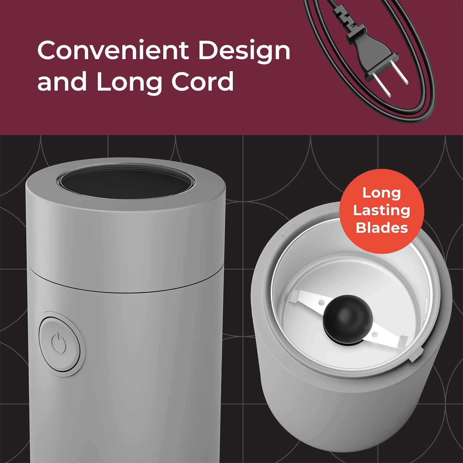 MuellerLiving HyperGrind Precision Electric Spice/Coffee Grinder Mill with Large Grinding Capacity and Powerful Motor also for Spices, Herbs, Nuts, Grains, Grey