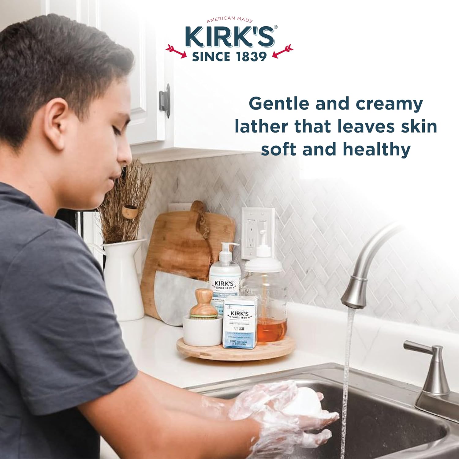 Kirk's Castile Bar Soap for Men, Women & Children - Made With Premium Coconut Oil, Sensitive Skin Formula, Vegan, Non GMO, Original Fresh Scent, 4 oz. Bars, 6 Pack