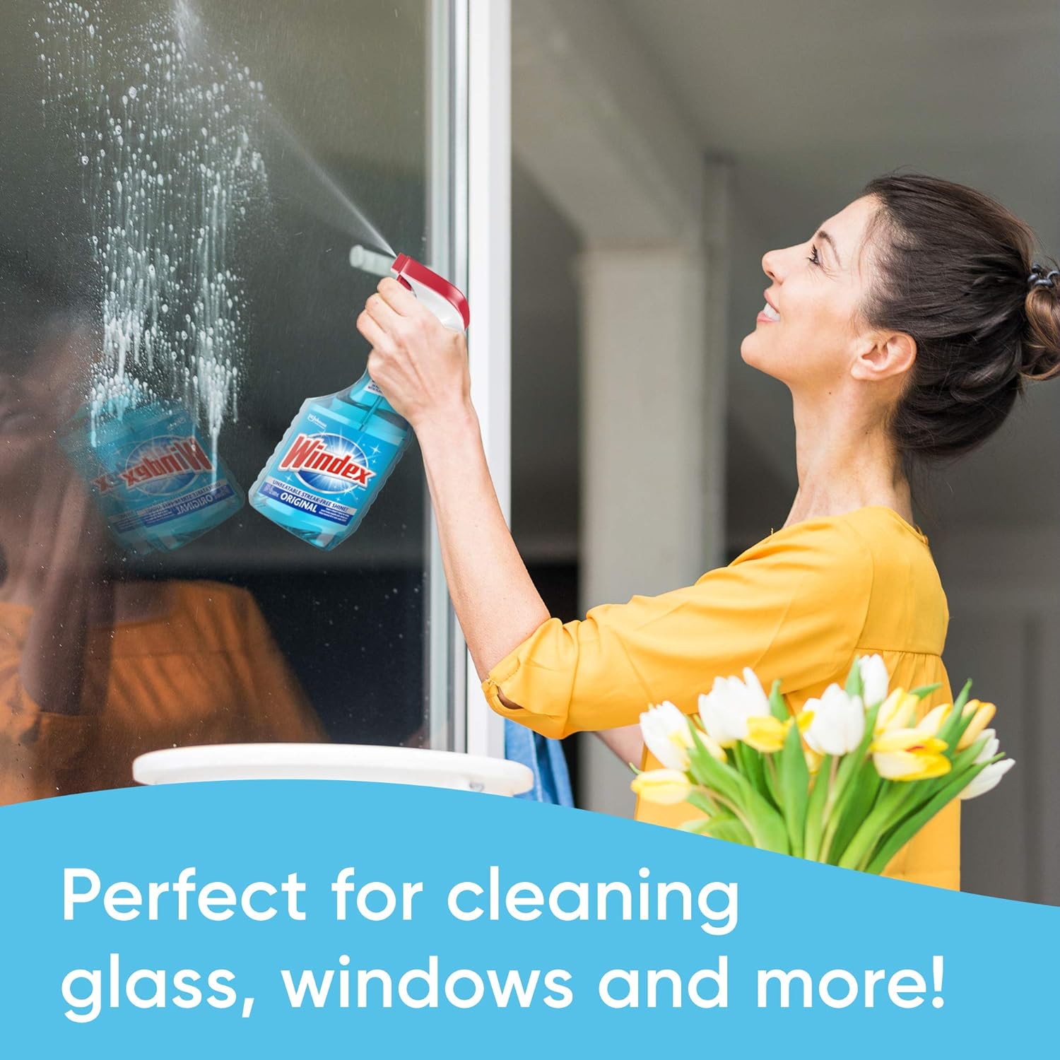 Windex Glass and Window Cleaner Spray Bottle, Bottle Made from 100% Recycled Plastic, Surface Cleaning Spray, Original Blue Scent, 23 Fl Oz (Pack of 2)