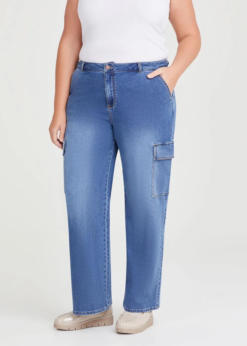 Cotton Cargo Wide Leg Jean