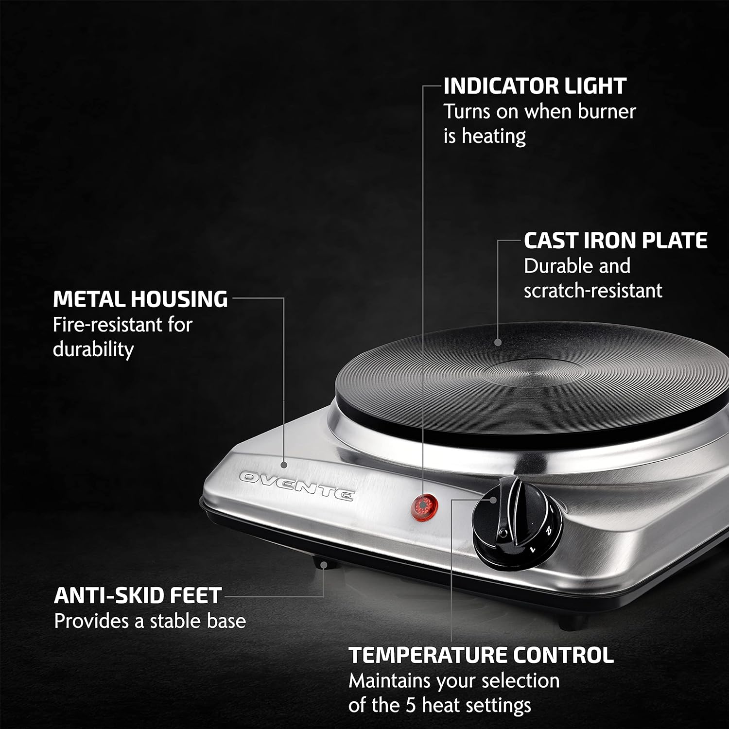 OVENTE Electric Countertop Double Burner, 1700W Cooktop with 7.25