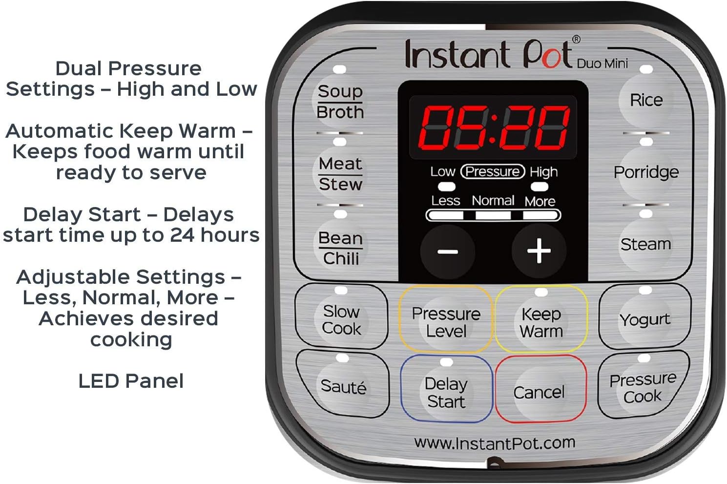 Instant Pot Duo 7-in-1 Mini Electric Pressure Cooker, Slow Rice Cooker, Steamer, Sauté, Yogurt Maker, Warmer & Sterilizer, Includes Free App with over 1900 Recipes, Stainless Steel, 3 Quart