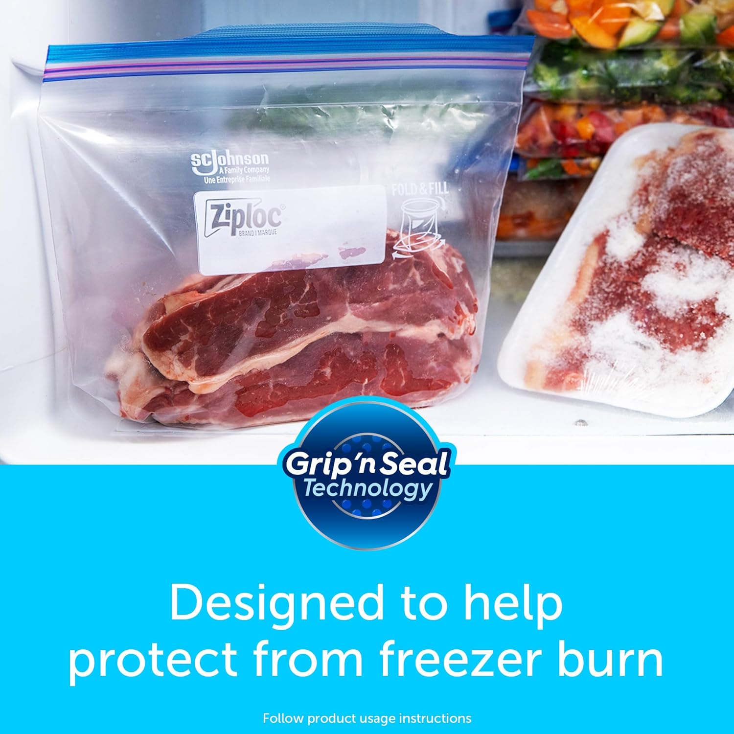 Ziploc Gallon Food Storage Freezer Bags, Stay Open Design with Stand-Up Bottom, Easy to Fill, 28 Count