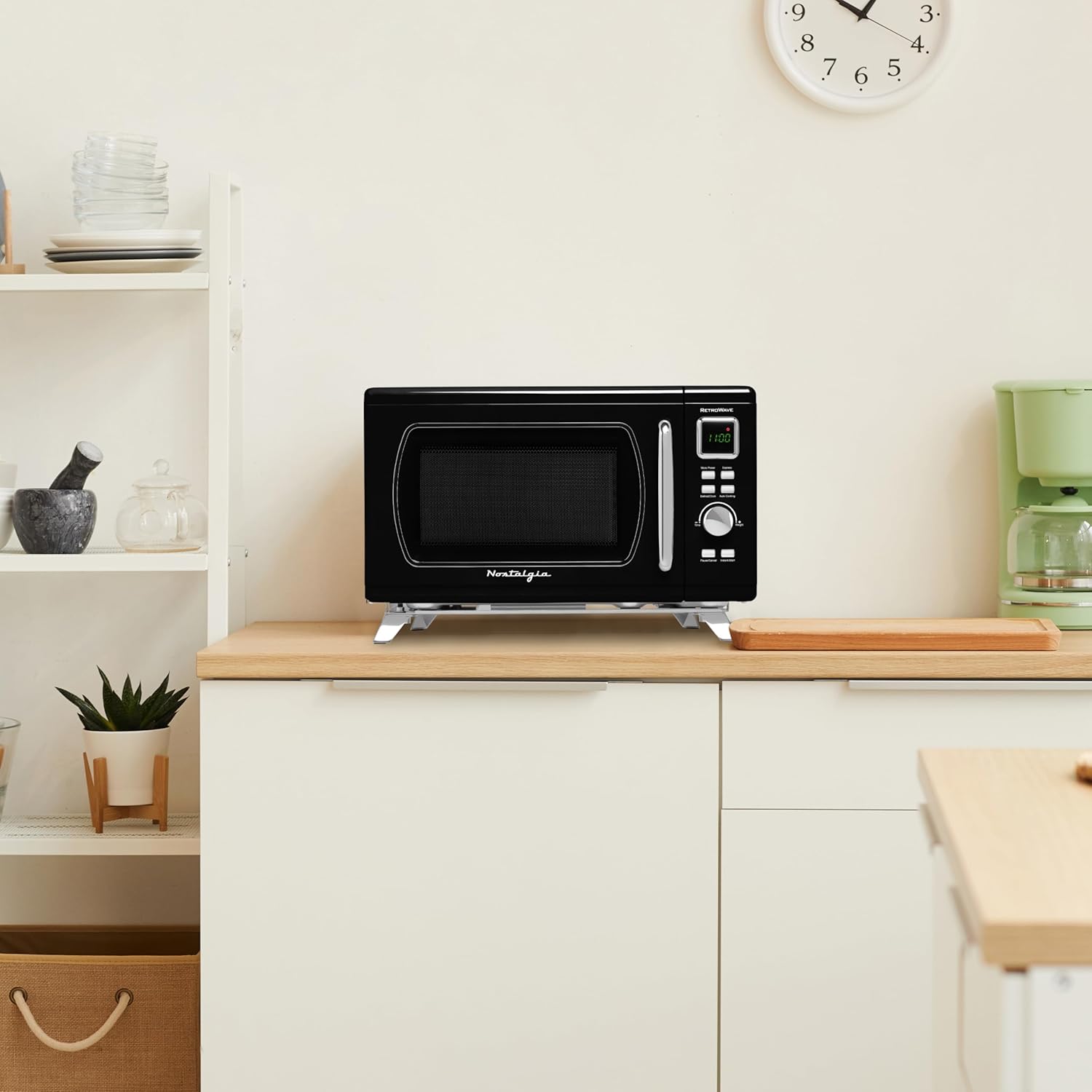 Nostalgia Retro Compact Countertop Microwave Oven - 0.7 Cu. Ft. - 700-Watts with LED Digital Display - Child Lock - Easy Clean Interior - Aqua