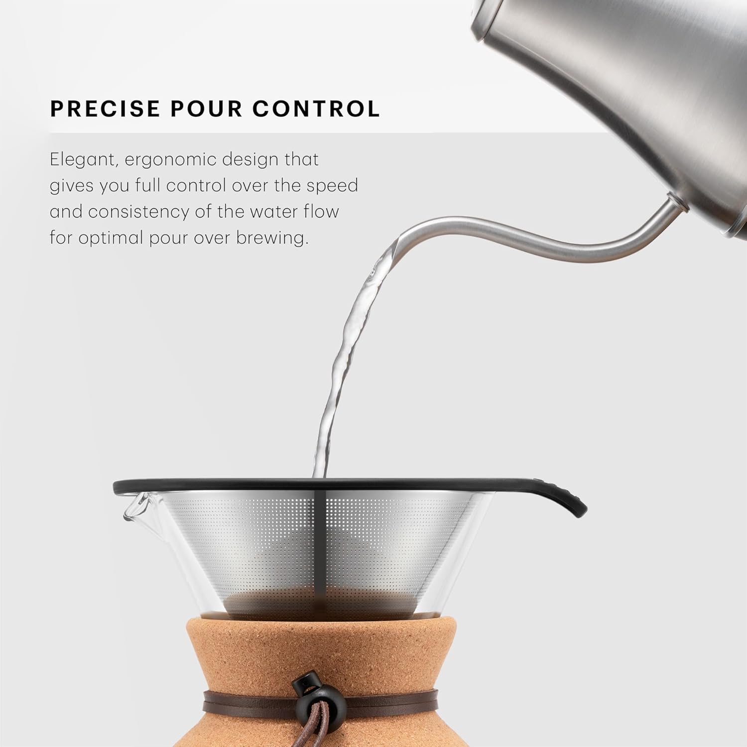 Bodum 27oz Bistro Gooseneck Electric Water Kettle, Pour Over Coffee & Tea, Stainless Steel, Matte Black