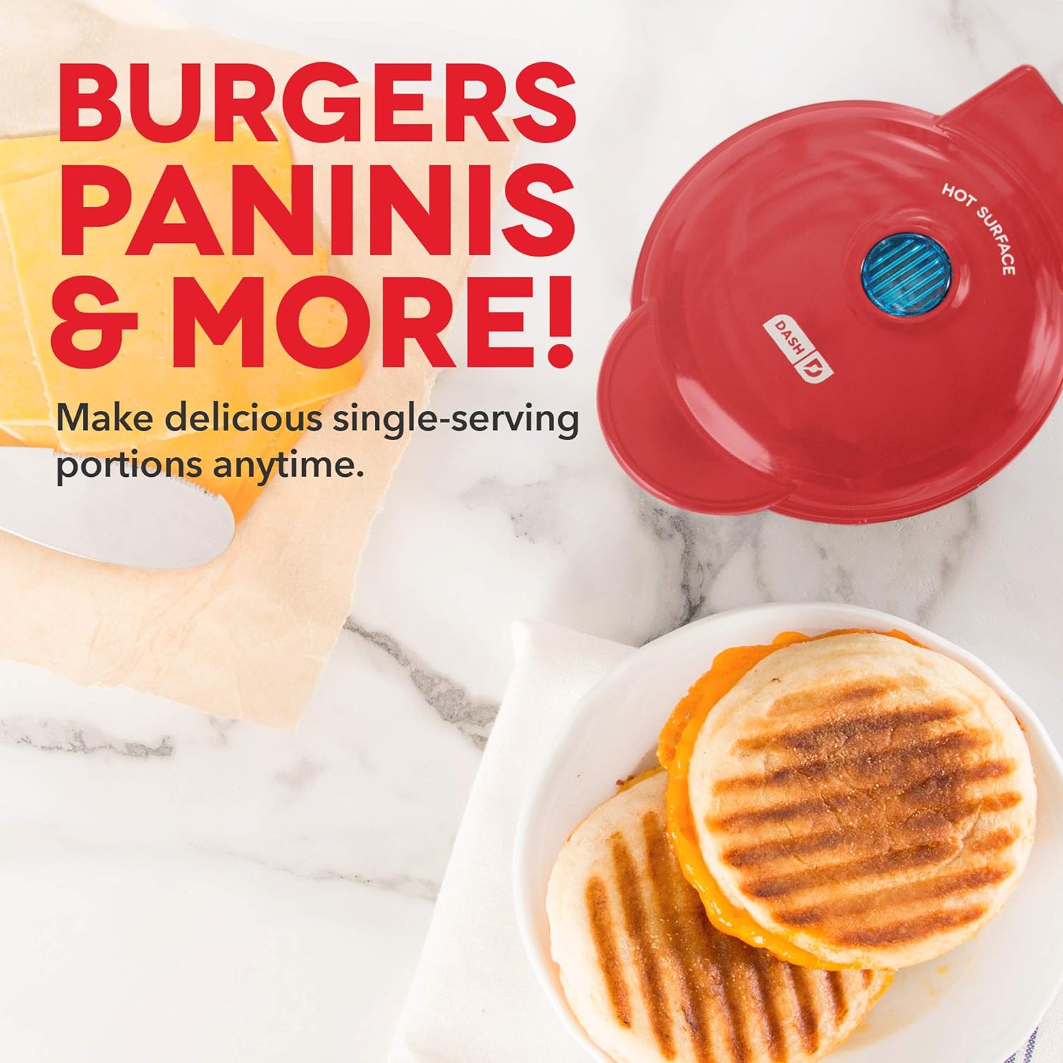 Dash Mini Maker Portable Grill Machine + Panini Press for Gourmet Burgers, Sandwiches, Chicken + Other On the Go Breakfast, Lunch, or Snacks with Recipe Guide - Aqua