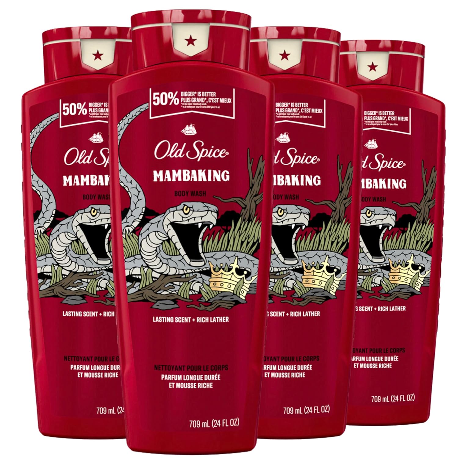 Old Spice Body Wash for Men, 24/7 Shower Fresh with Lasting Scent, Red Collection, Swagger with Cedarwood Scent, 24 fl oz (Pack of 2)